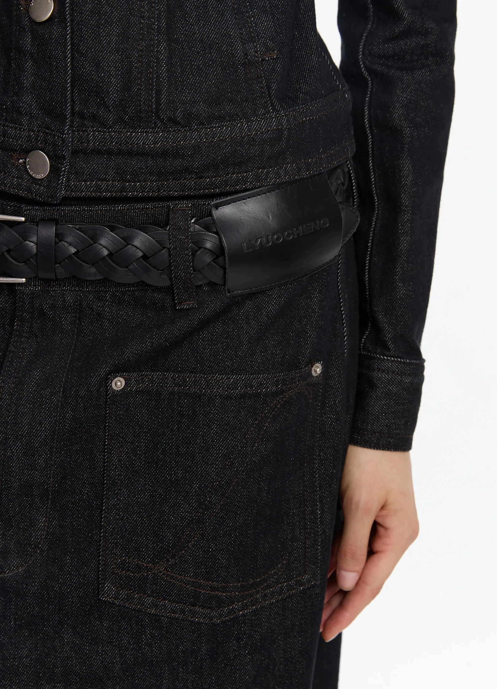Asymmetric Raw Denim Jeans - Image 11