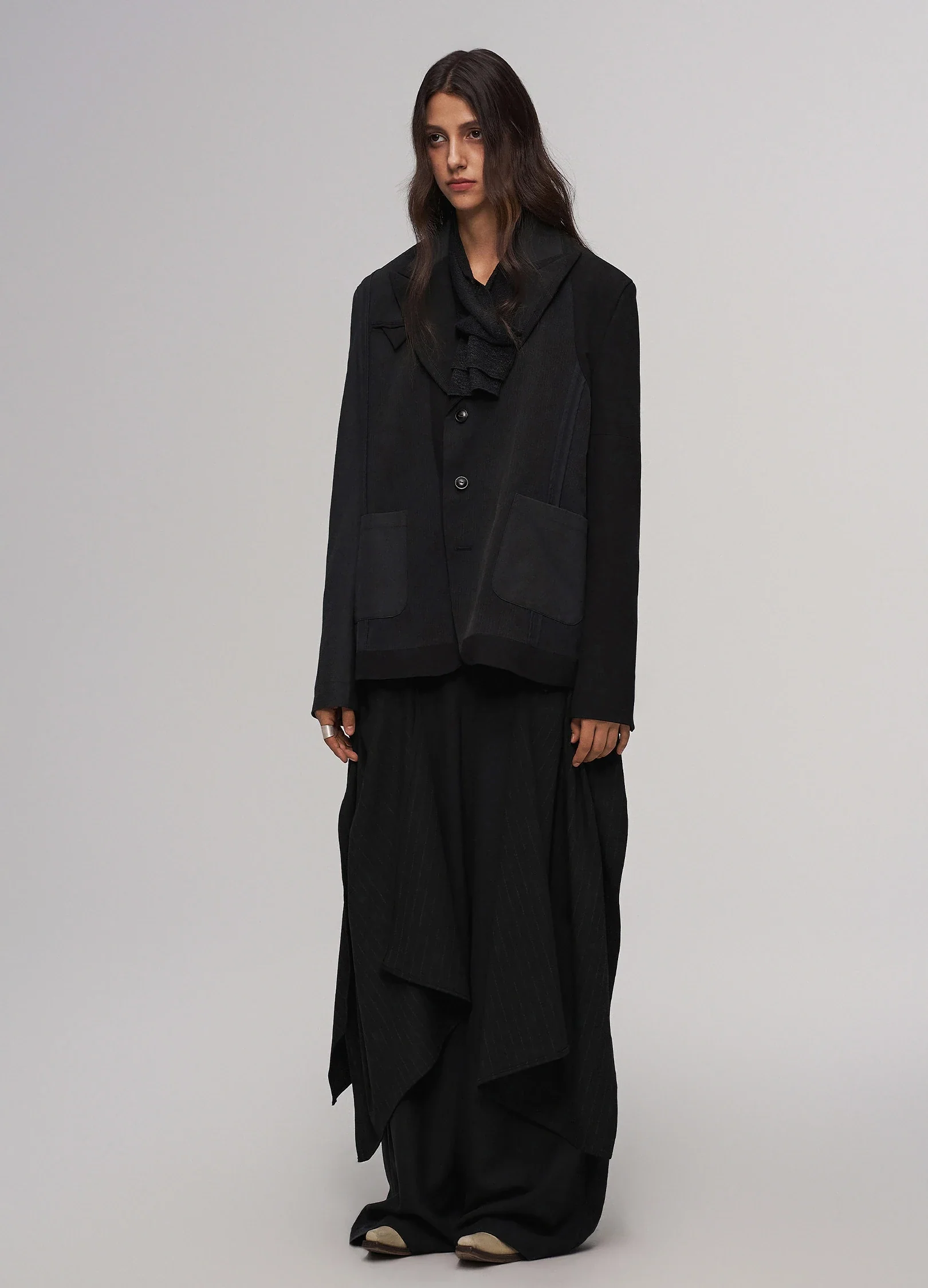 Asymmetrical Patchwork Blazer - Image 4