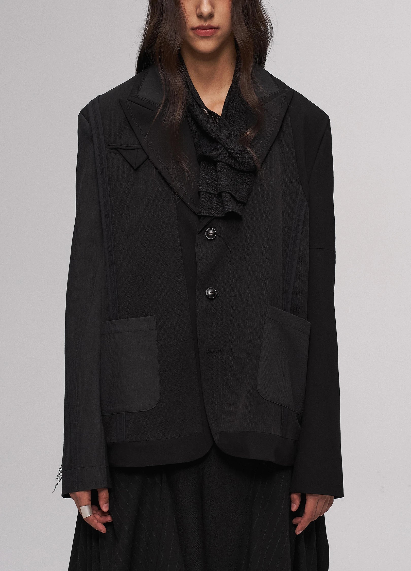 Asymmetrical Patchwork Blazer - Image 5