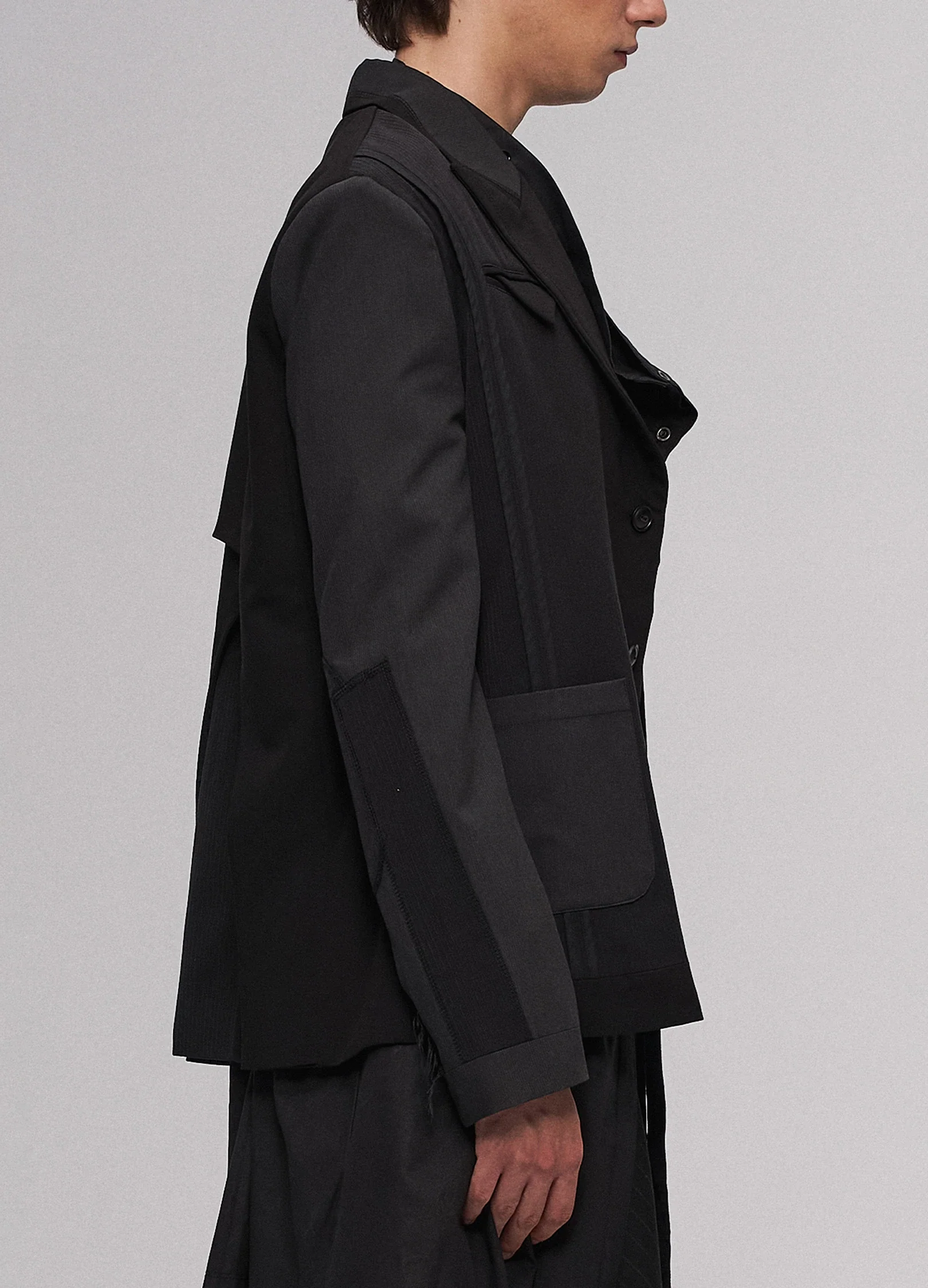Asymmetrical Patchwork Blazer - Image 9