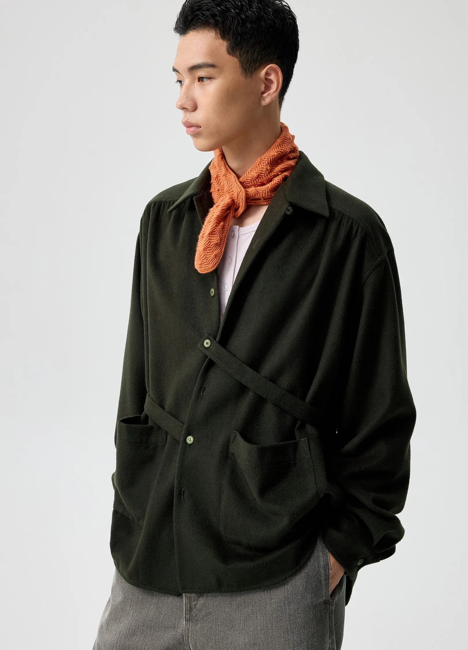 Belted Wool Overshirt - Image 2