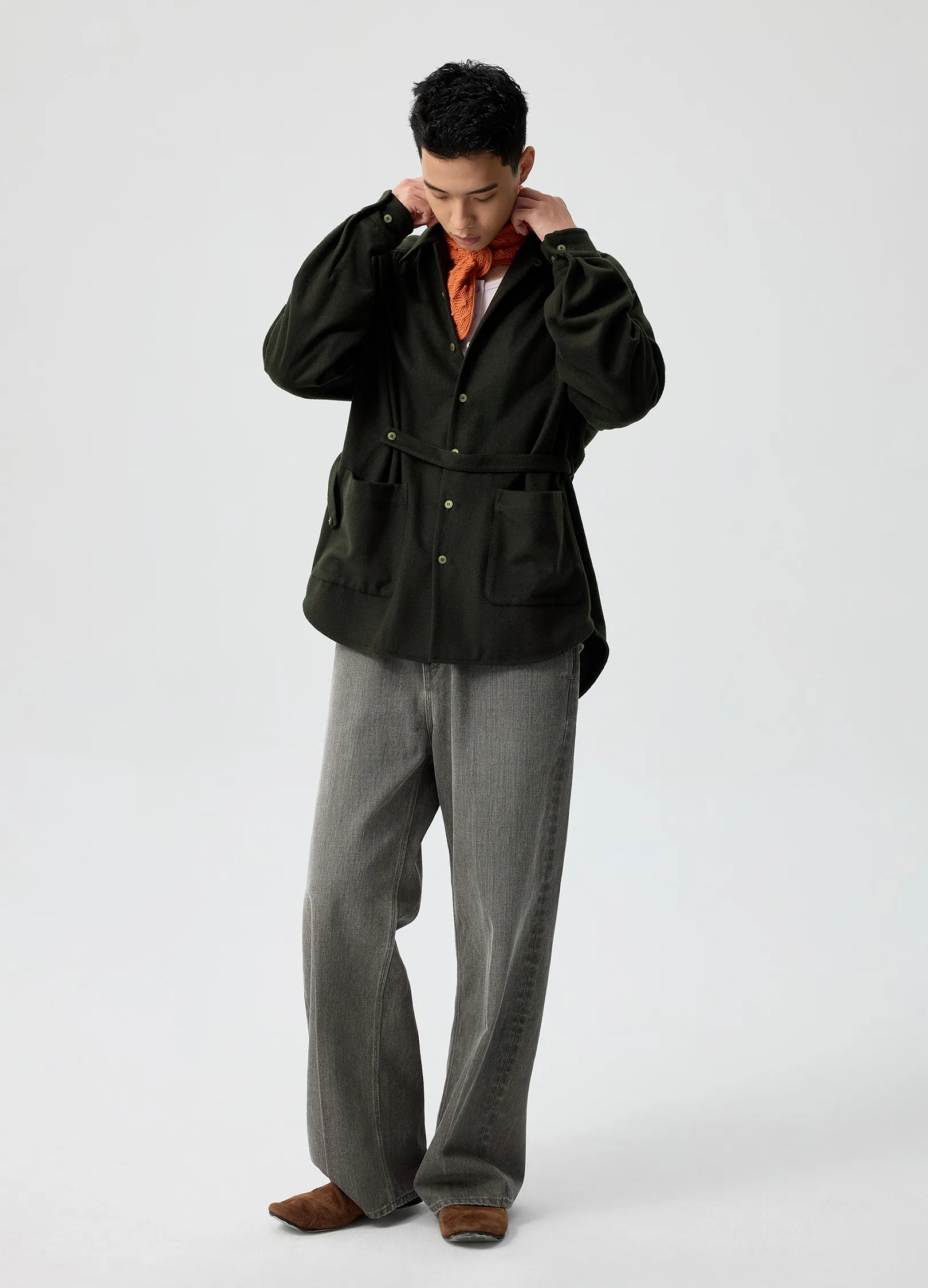 Belted Wool Overshirt - Image 8