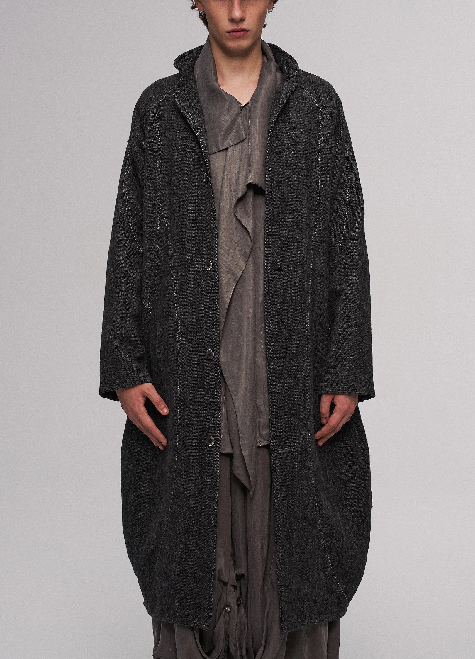 Cocoon Collar Coat - Image 11