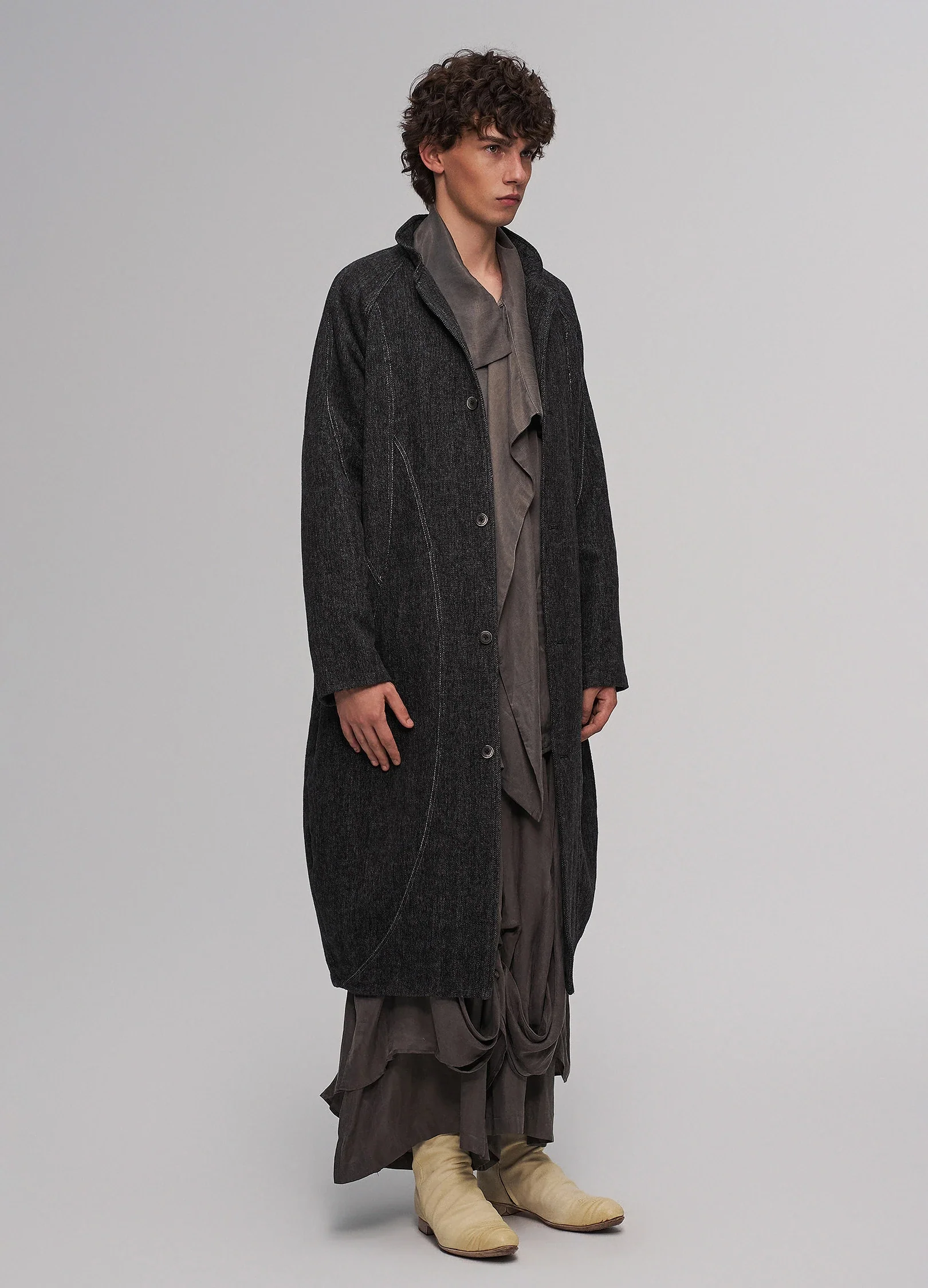 Cocoon Collar Coat - Image 7