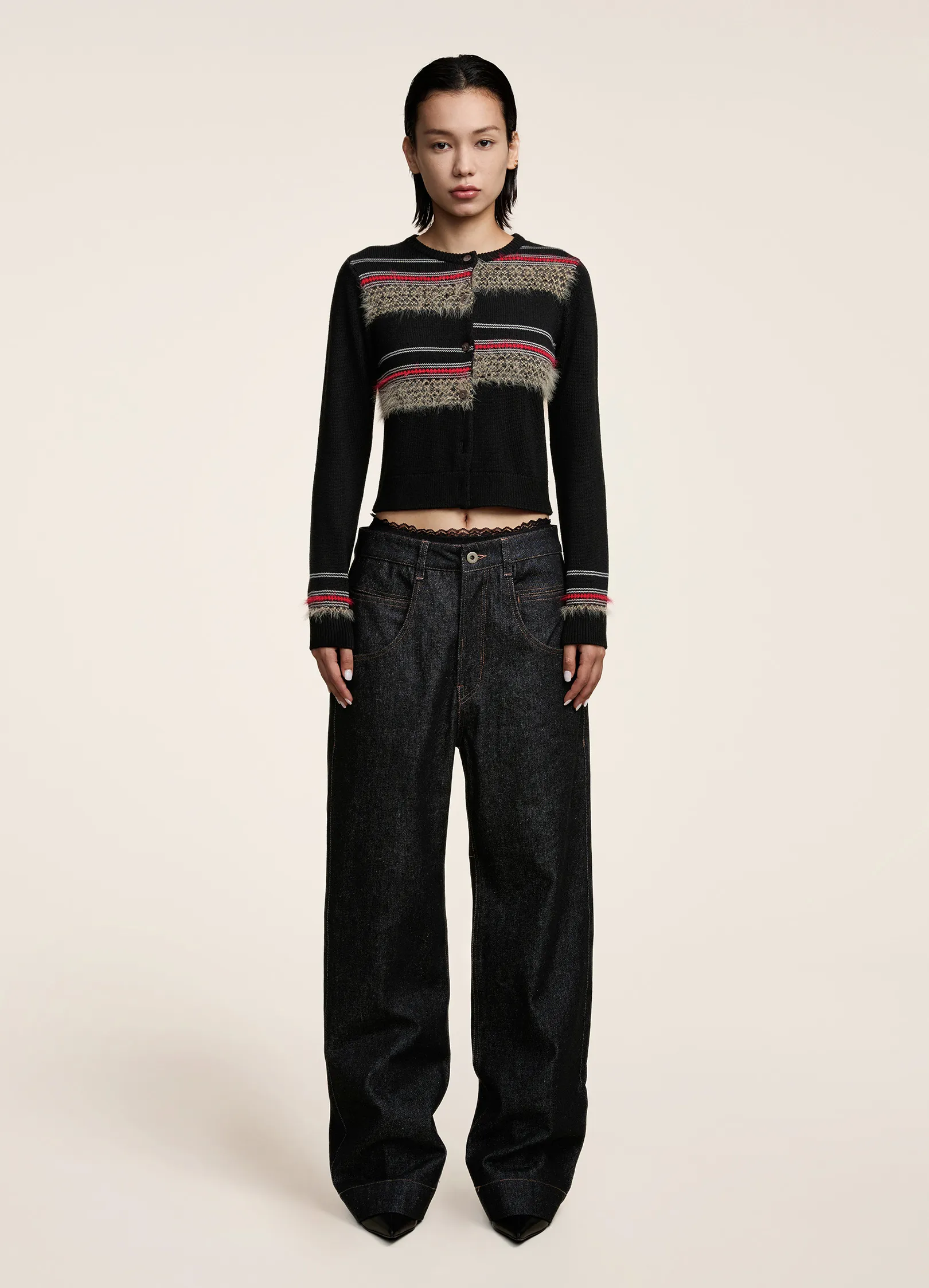 Contrast Ribbed Cardigan - Image 7