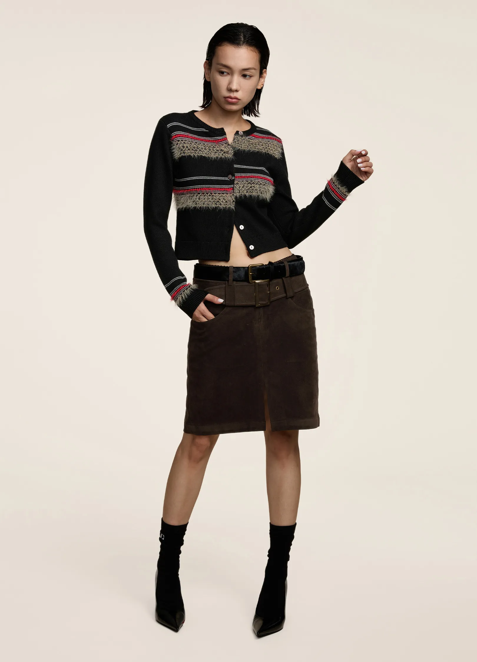 Contrast Ribbed Cardigan - Image 9