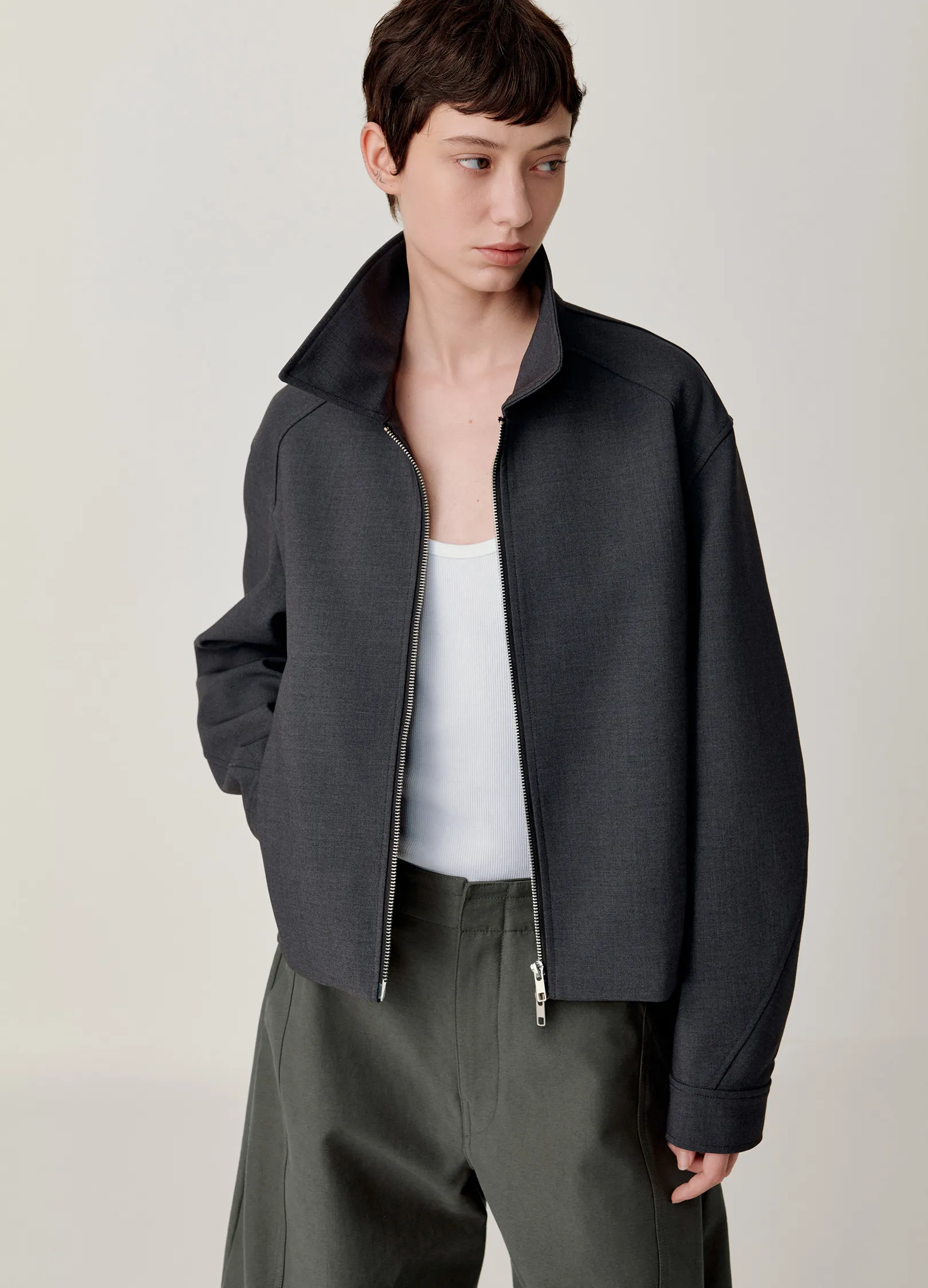 Cropped Lapel Jacket - Image 6