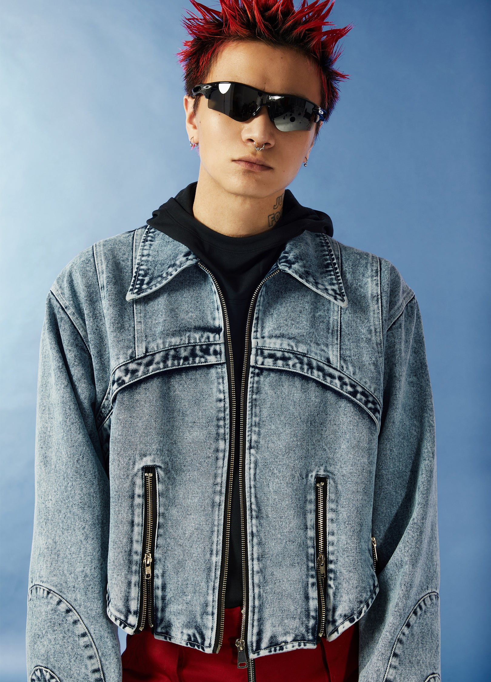 Cropped Washed Jeans Jacket - Image 3
