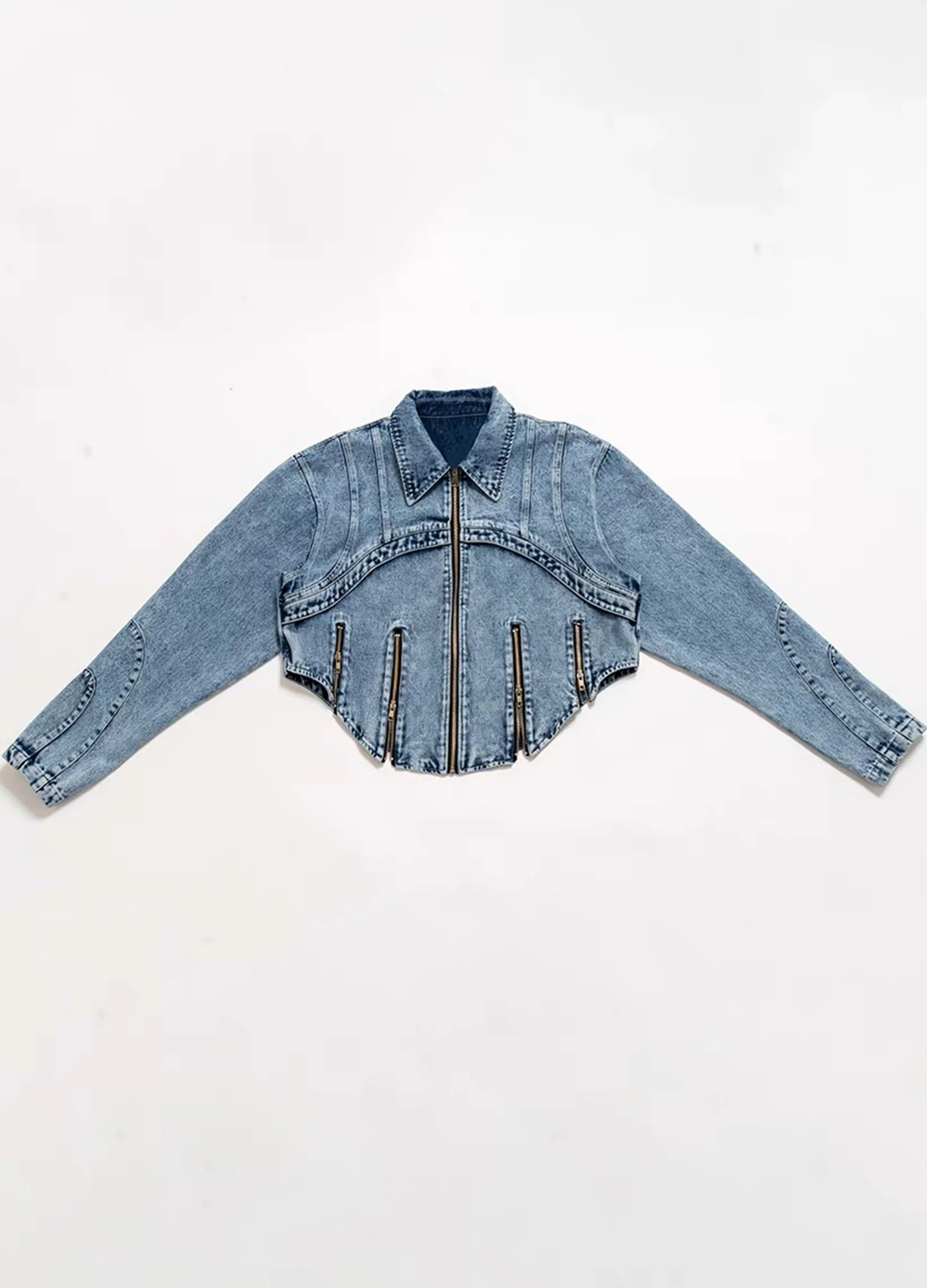 Cropped Washed Jeans Jacket - Image 8