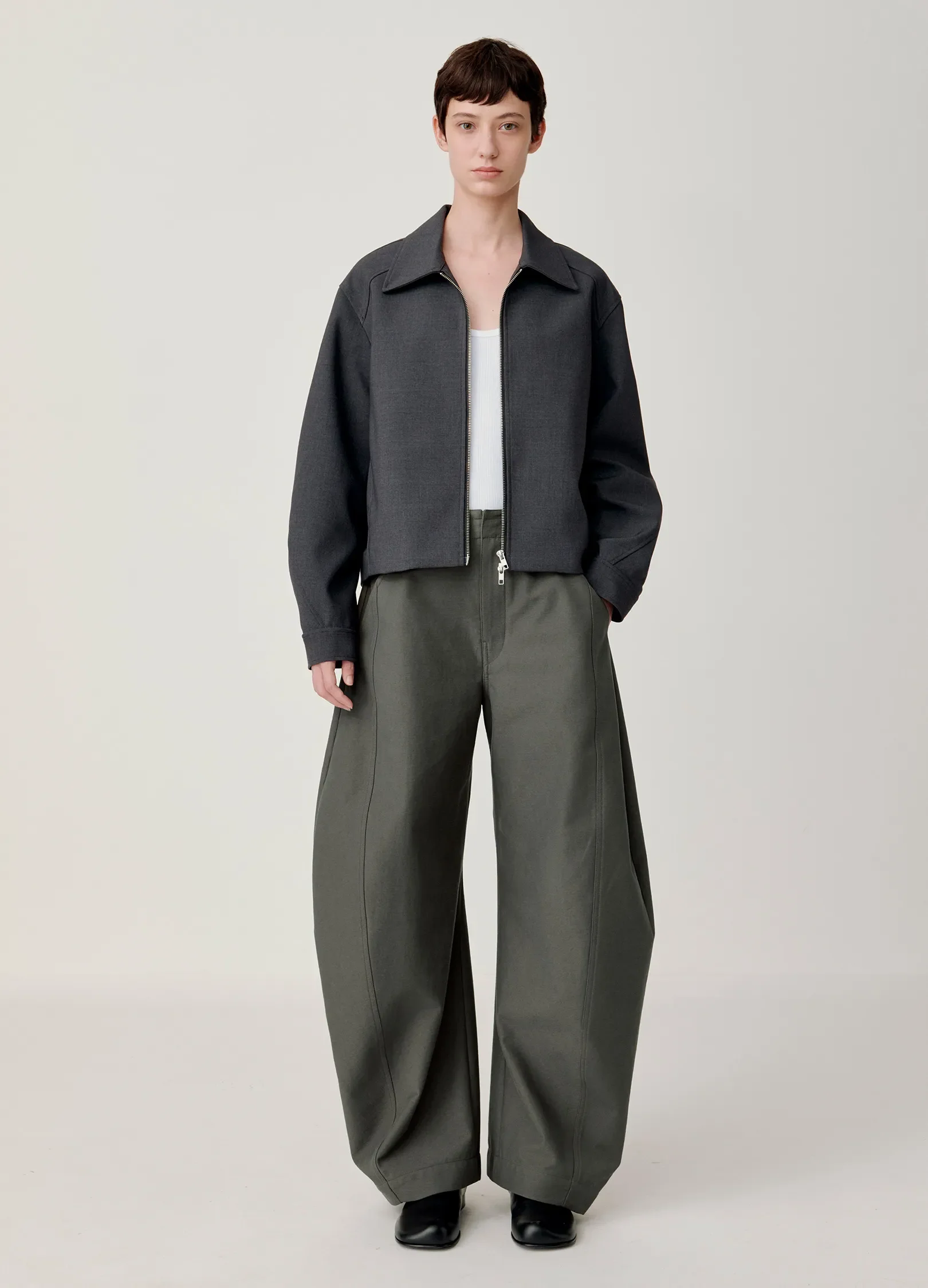 Curved Stitch Wide Trousers - Image 2