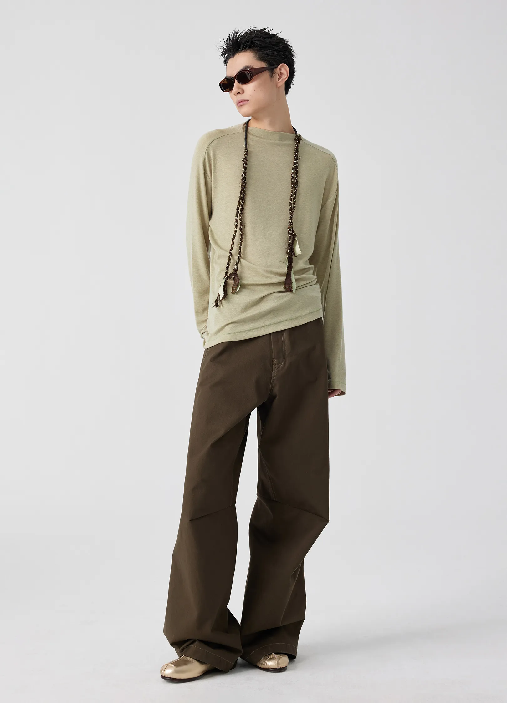 Darted Light Cotton Trousers - Image 3