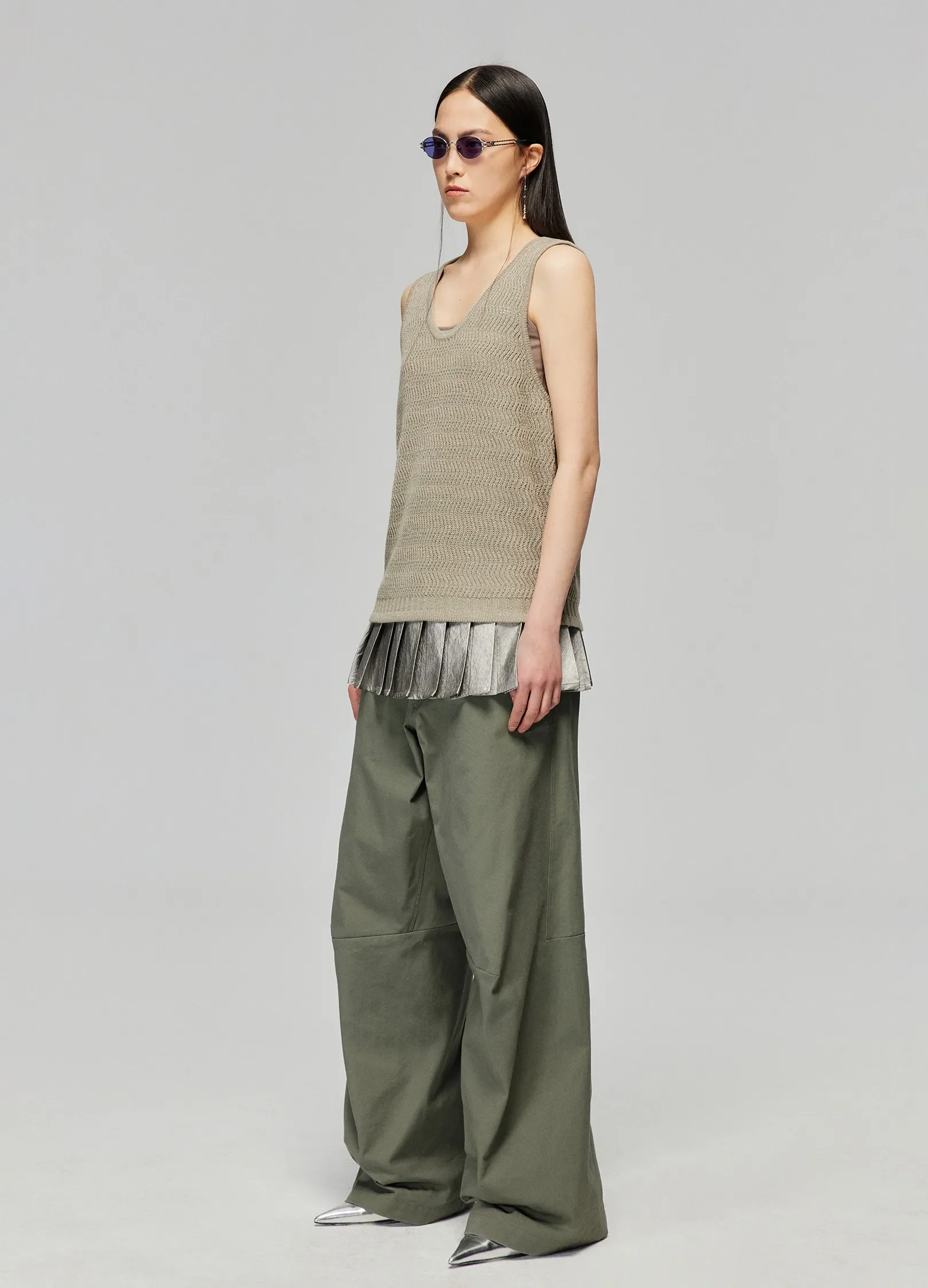 Darted Wide Cotton Trousers - Image 8