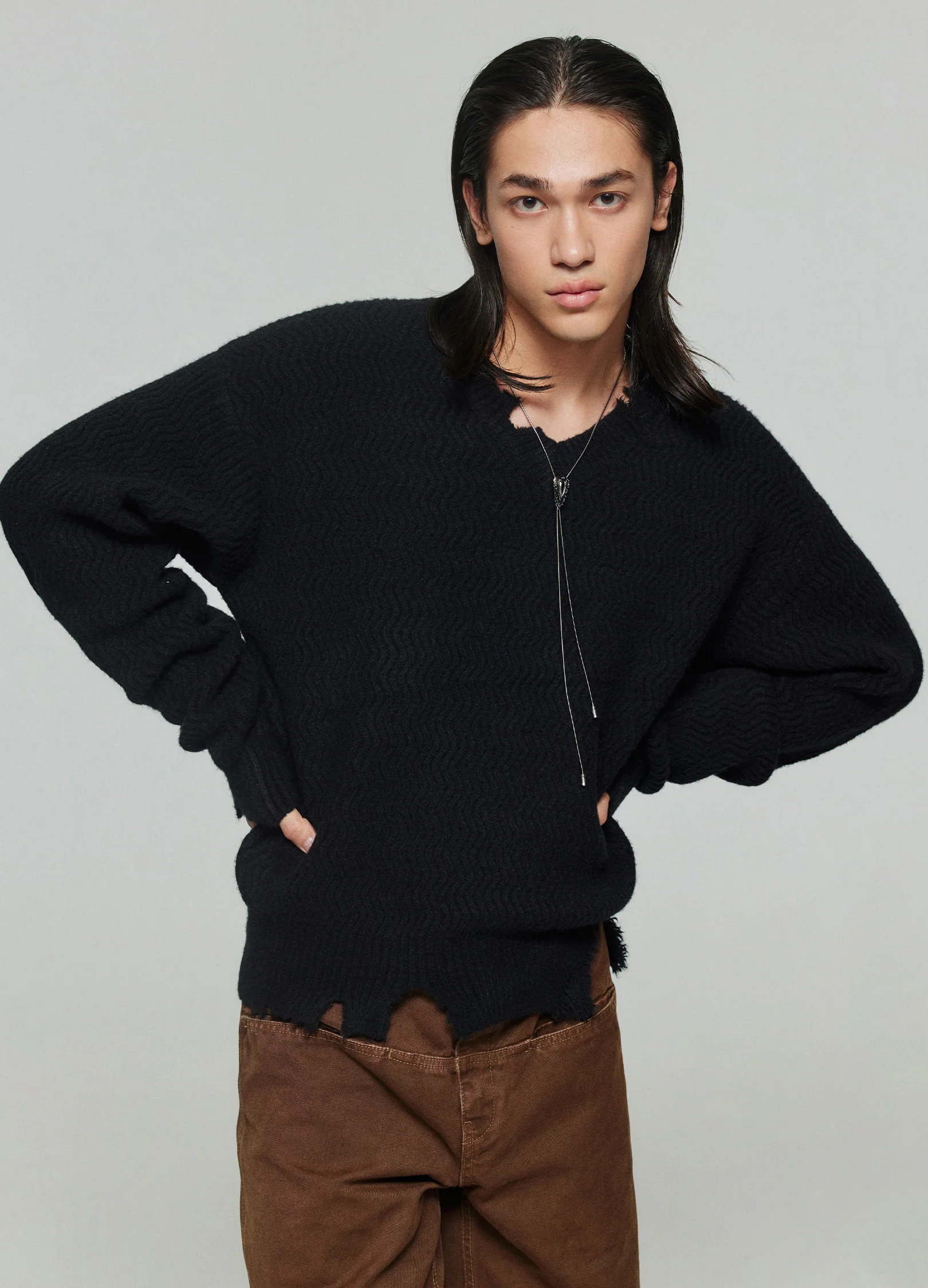 Distressed Wool V Sweater - Image 12