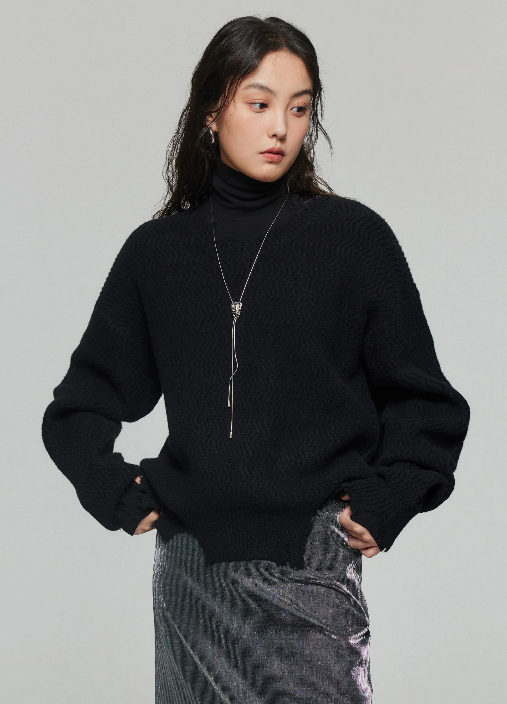 Distressed Wool V Sweater - Image 5