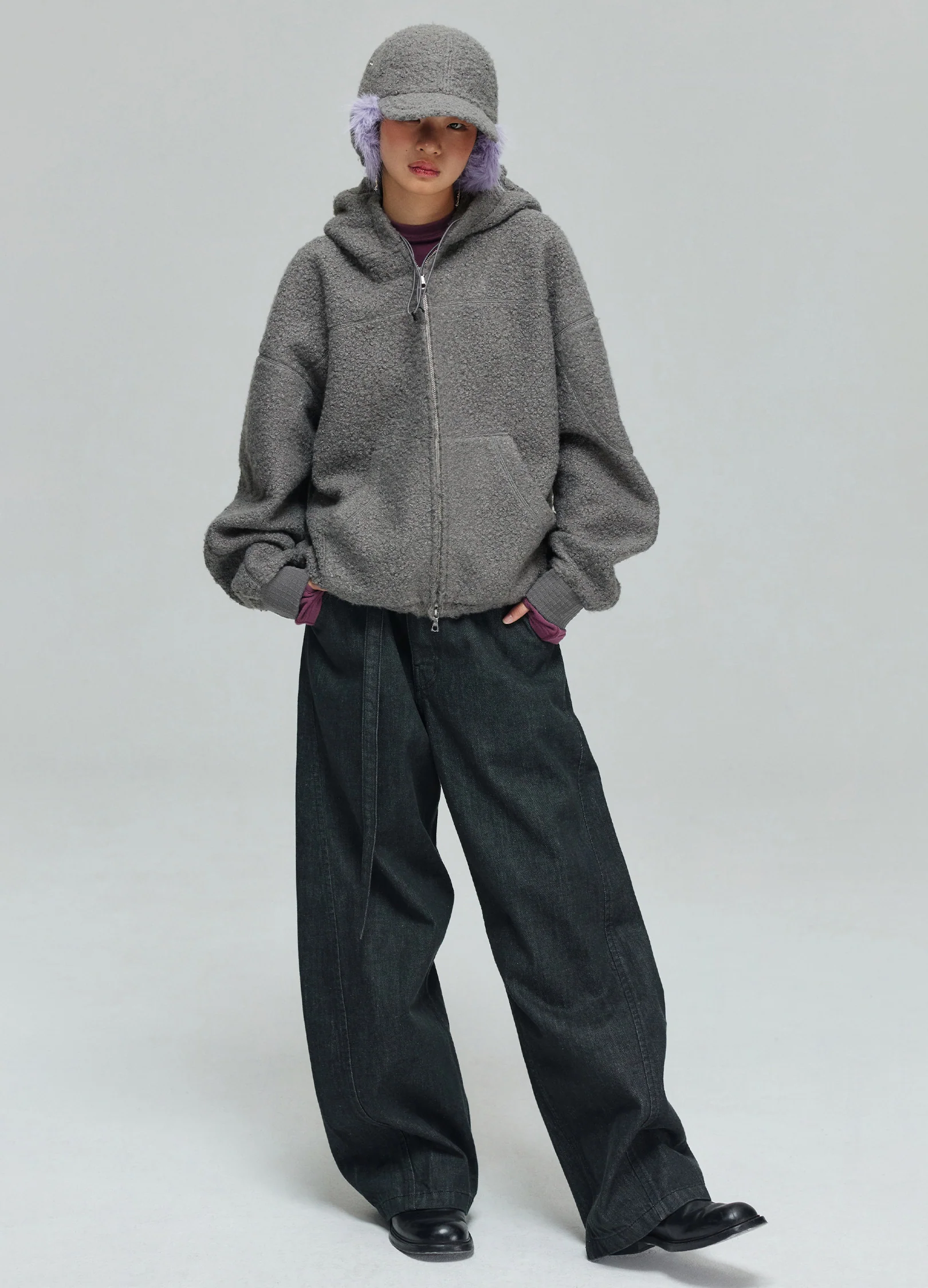 Double Zip Fleece Hooded Jacket - Image 11