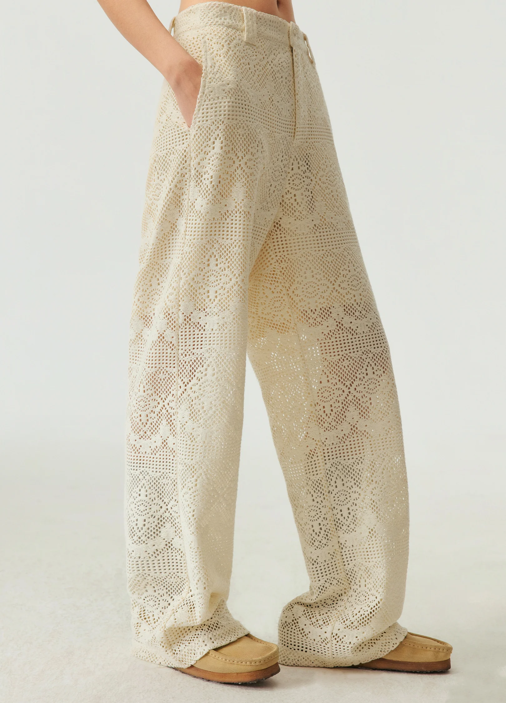 Hollow Lace Wide Trousers - Image 4