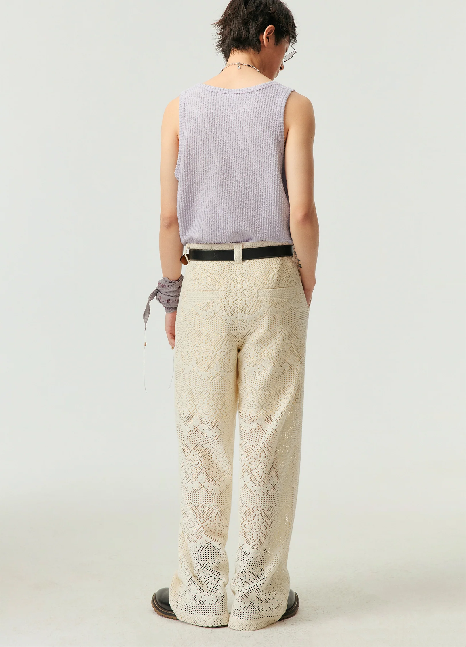 Hollow Lace Wide Trousers - Image 5