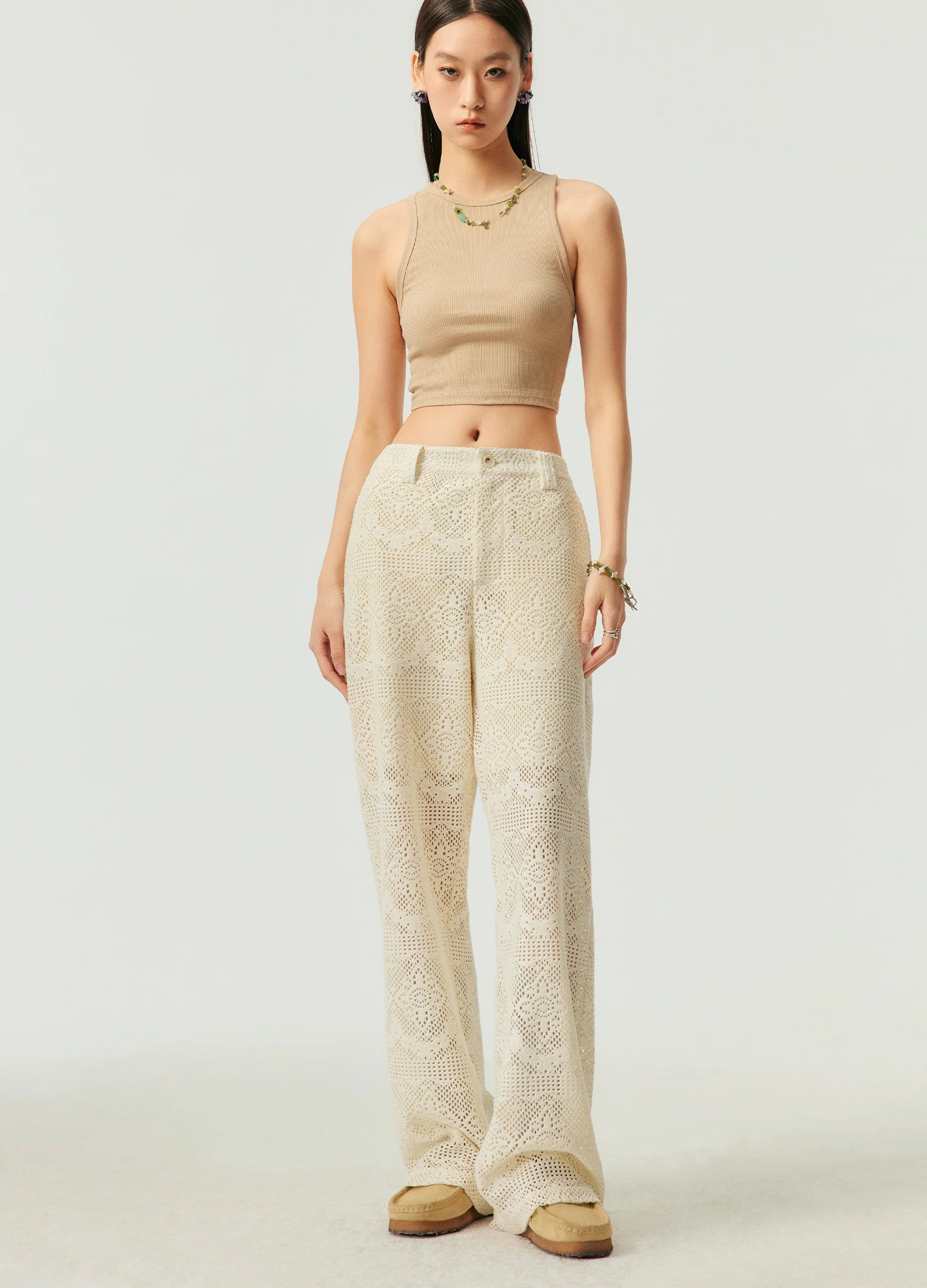 Hollow Lace Wide Trousers - Image 6