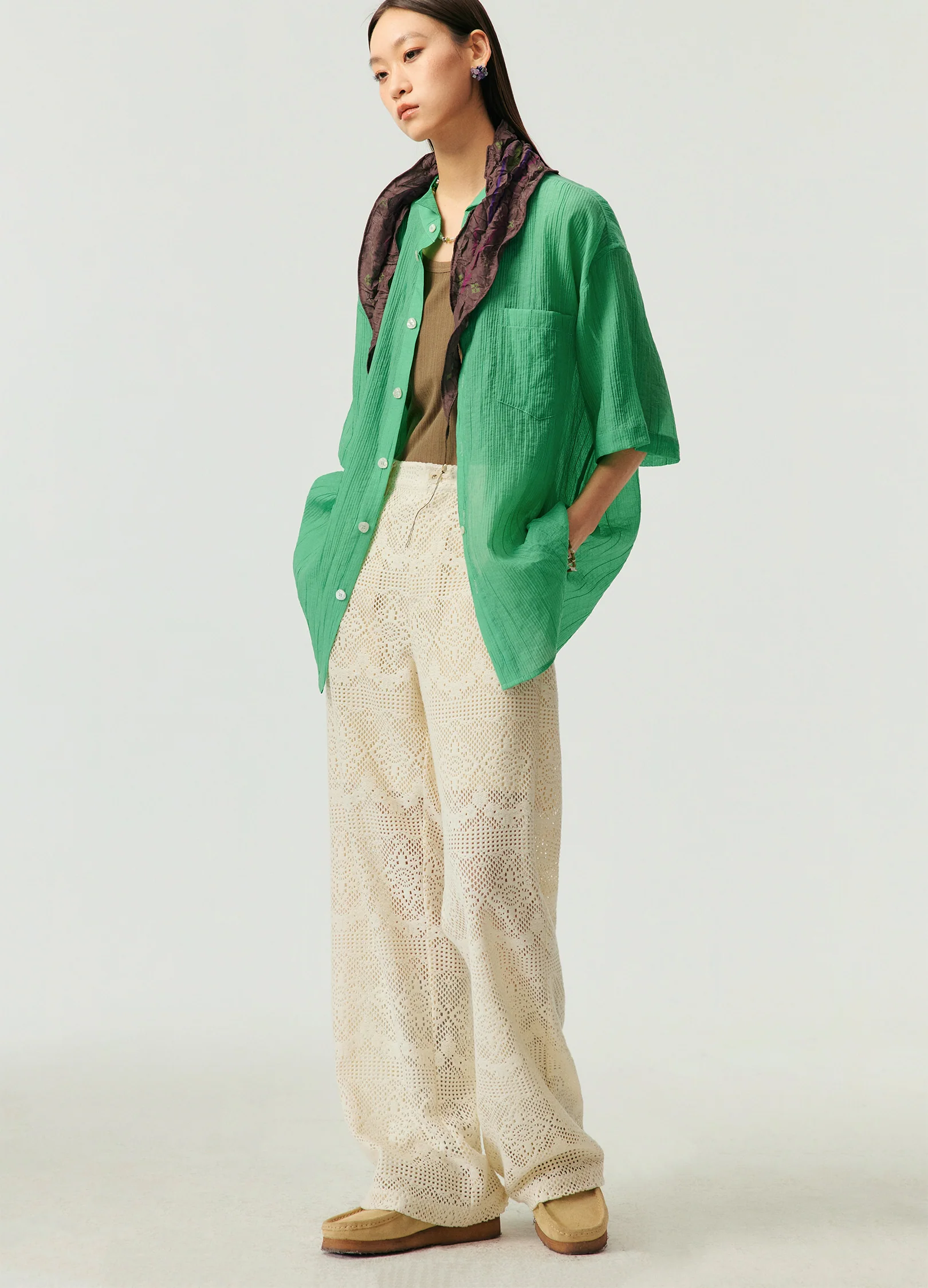 Hollow Lace Wide Trousers - Image 7
