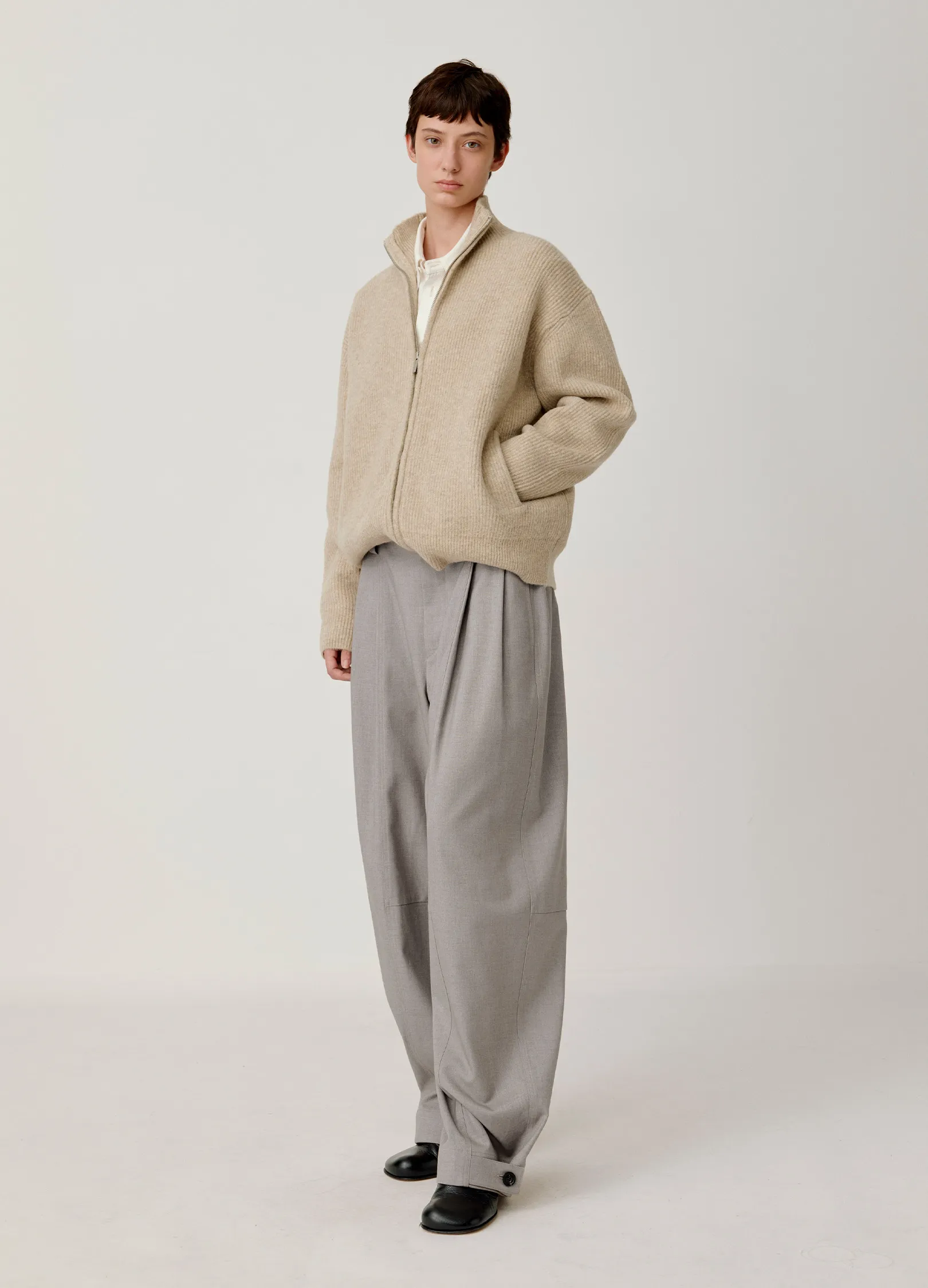 Knitted Wool Zip Sweater - Image 12