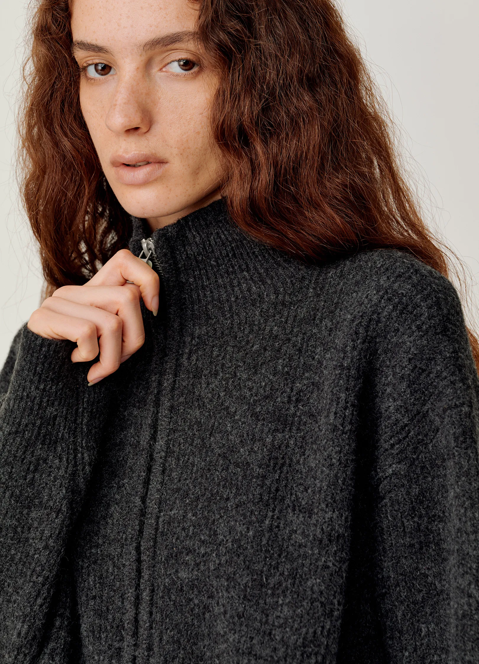 Knitted Wool Zip Sweater - Image 9