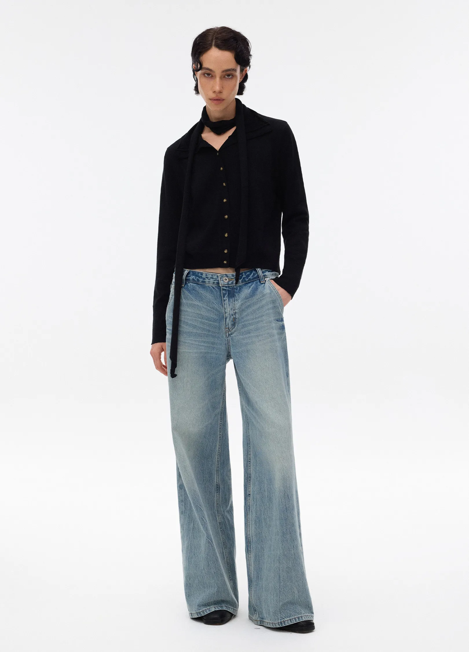 Layered Knit Wool Cardigan