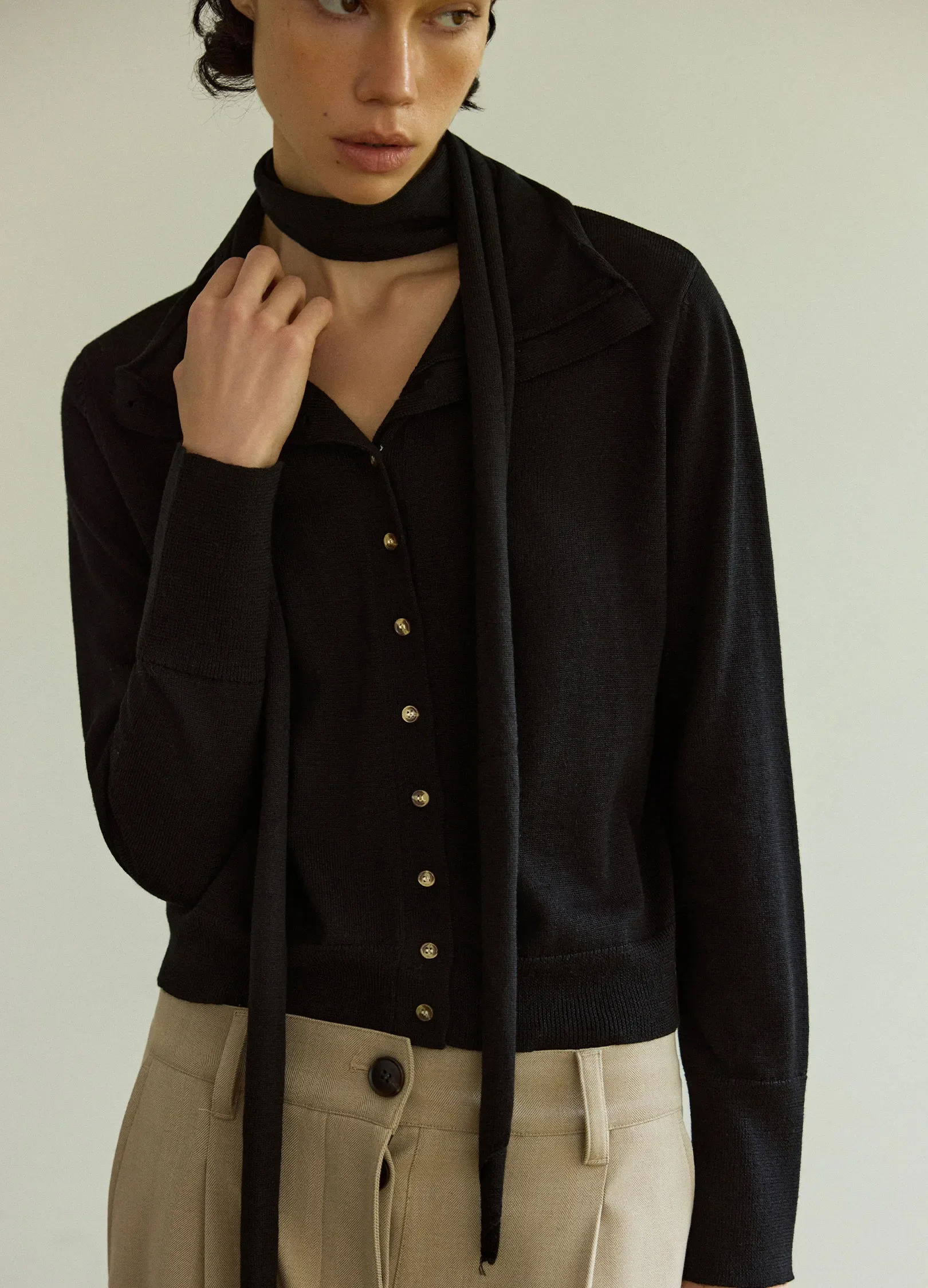 Layered Knit Wool Cardigan - Image 14