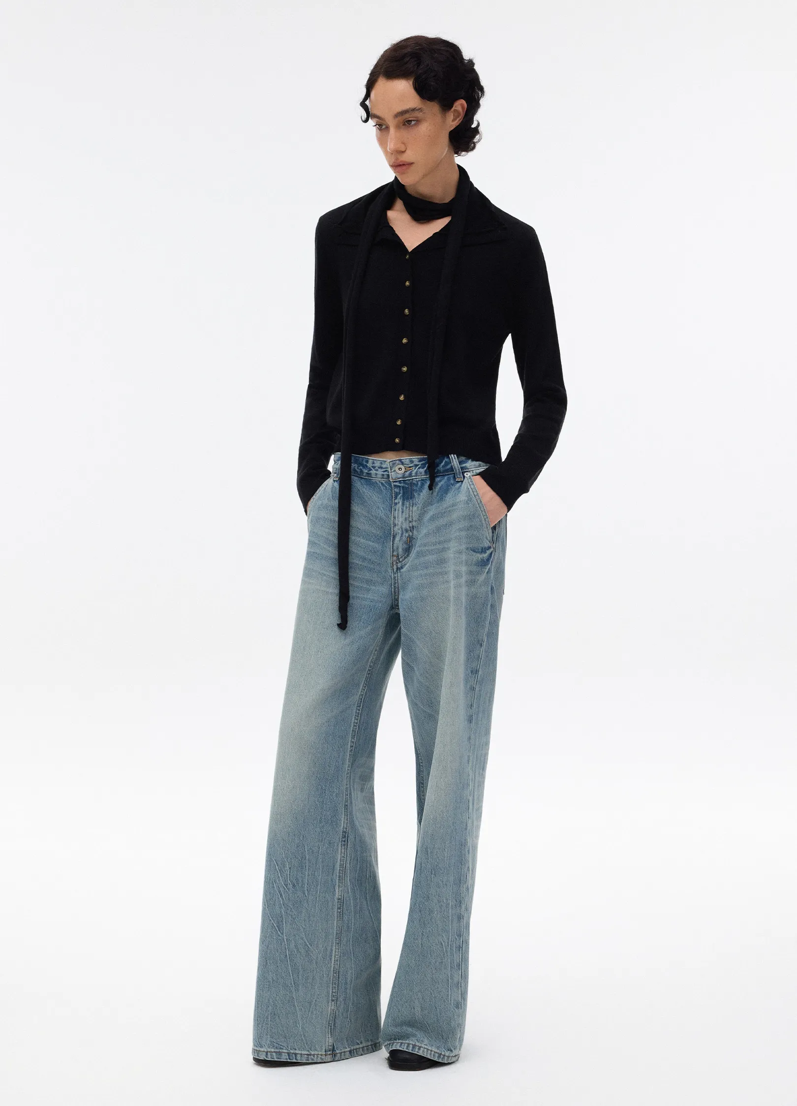 Layered Knit Wool Cardigan - Image 2