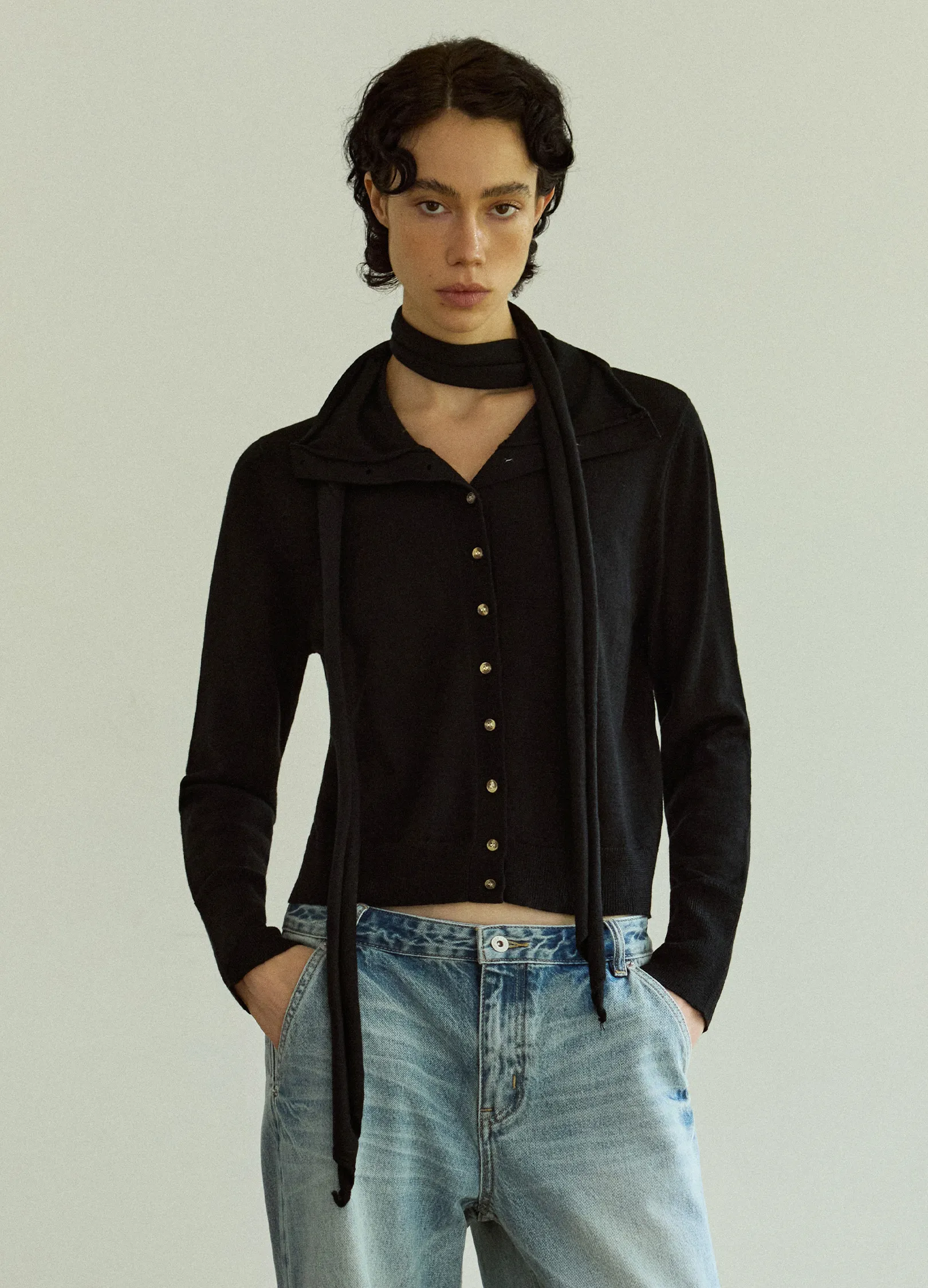 Layered Knit Wool Cardigan - Image 3