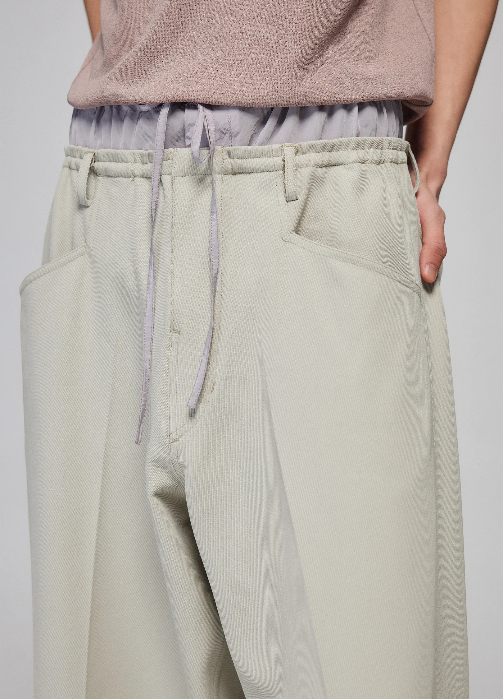 Light Splicing Wide Trousers - Image 10
