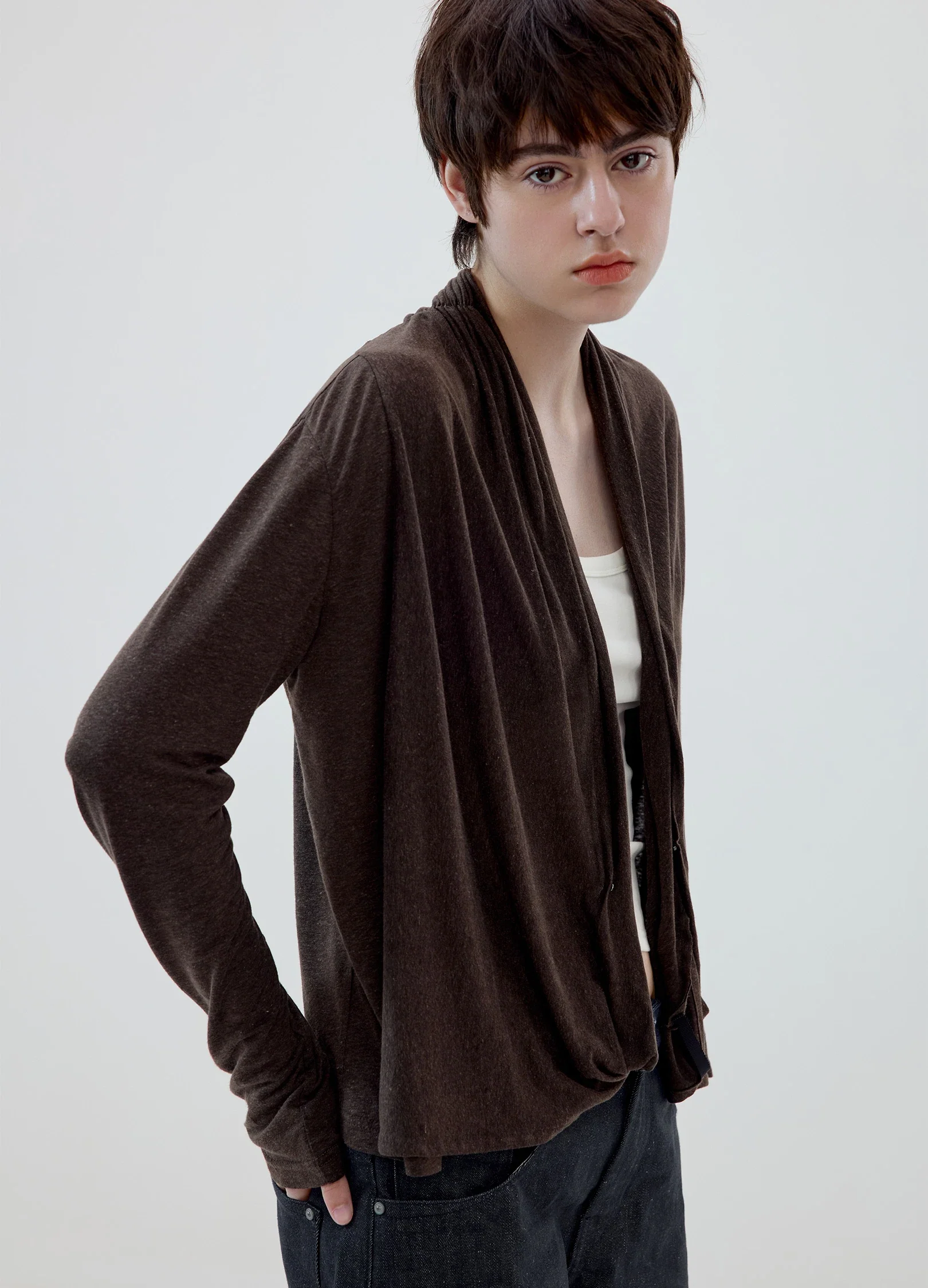 Linen Cowl Cardigan - Image 2