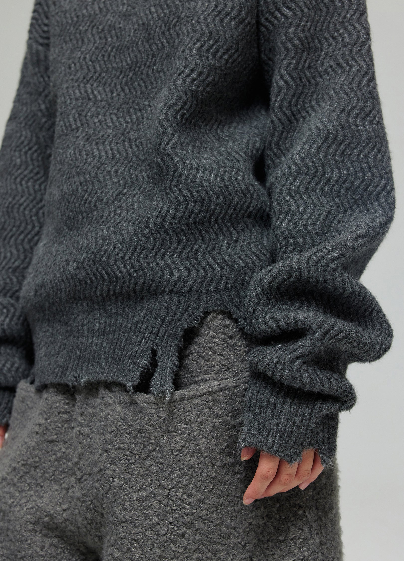 Mock Neck Distressed Wool Sweater - Image 5