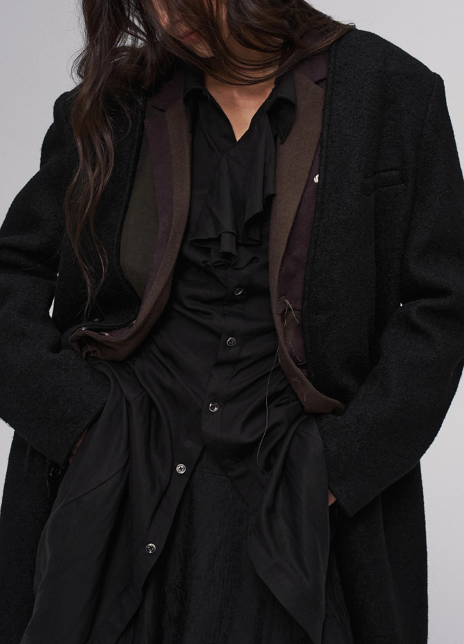 Open Neck Wool Coat - Image 10