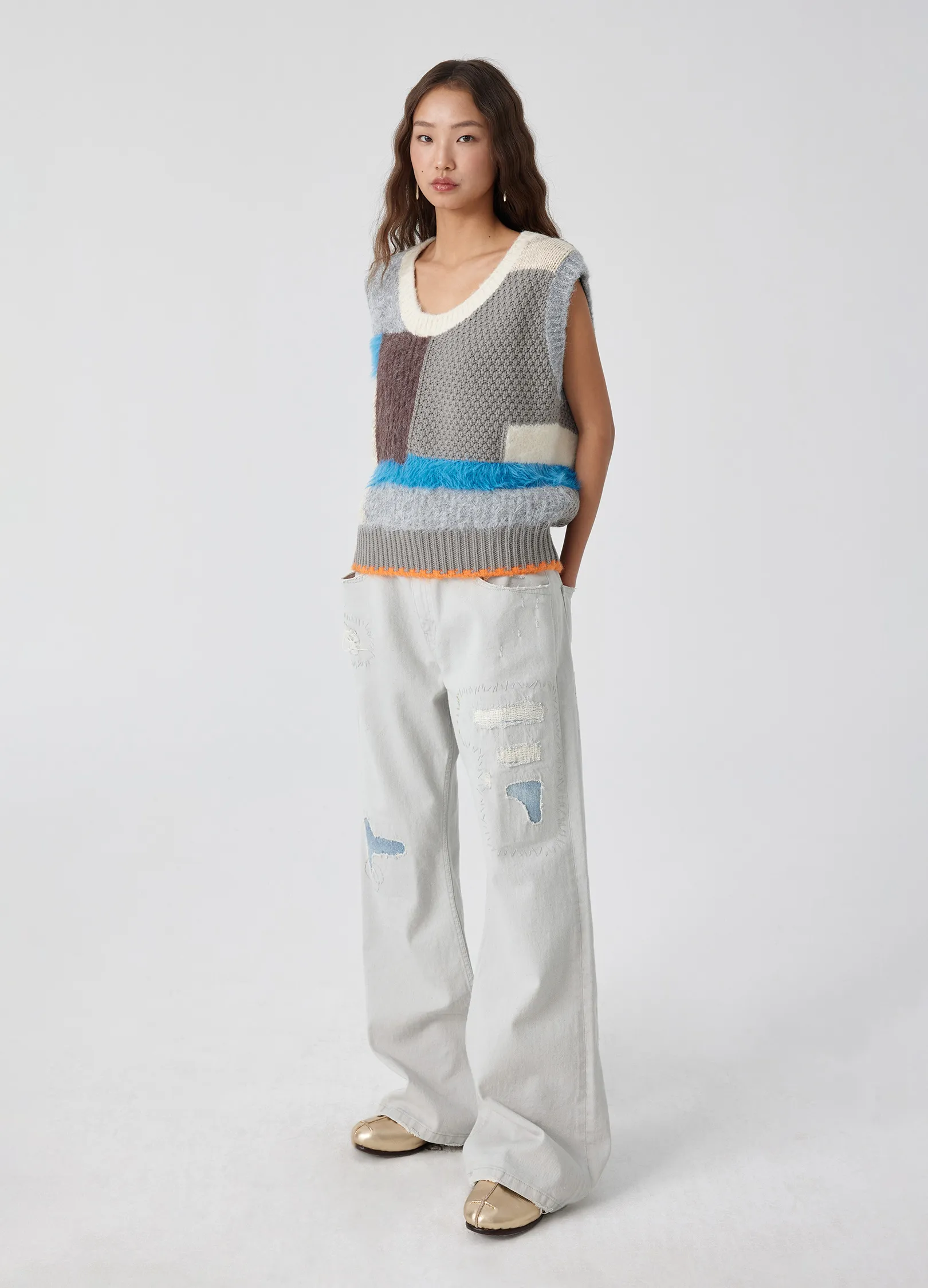 Patchwork Wool Vest - Image 4