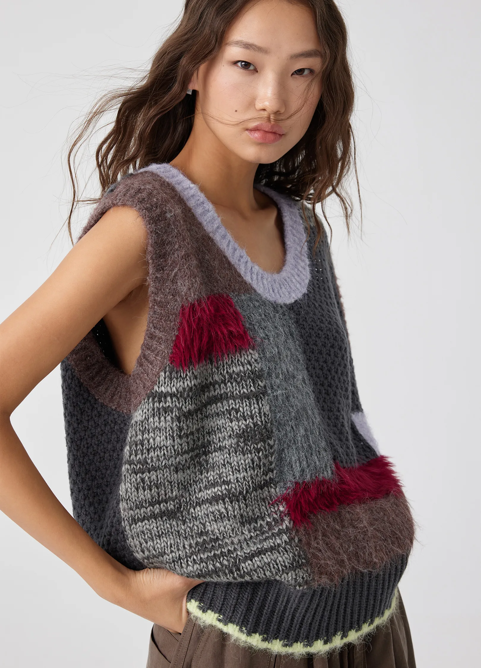 Patchwork Wool Vest - Image 7