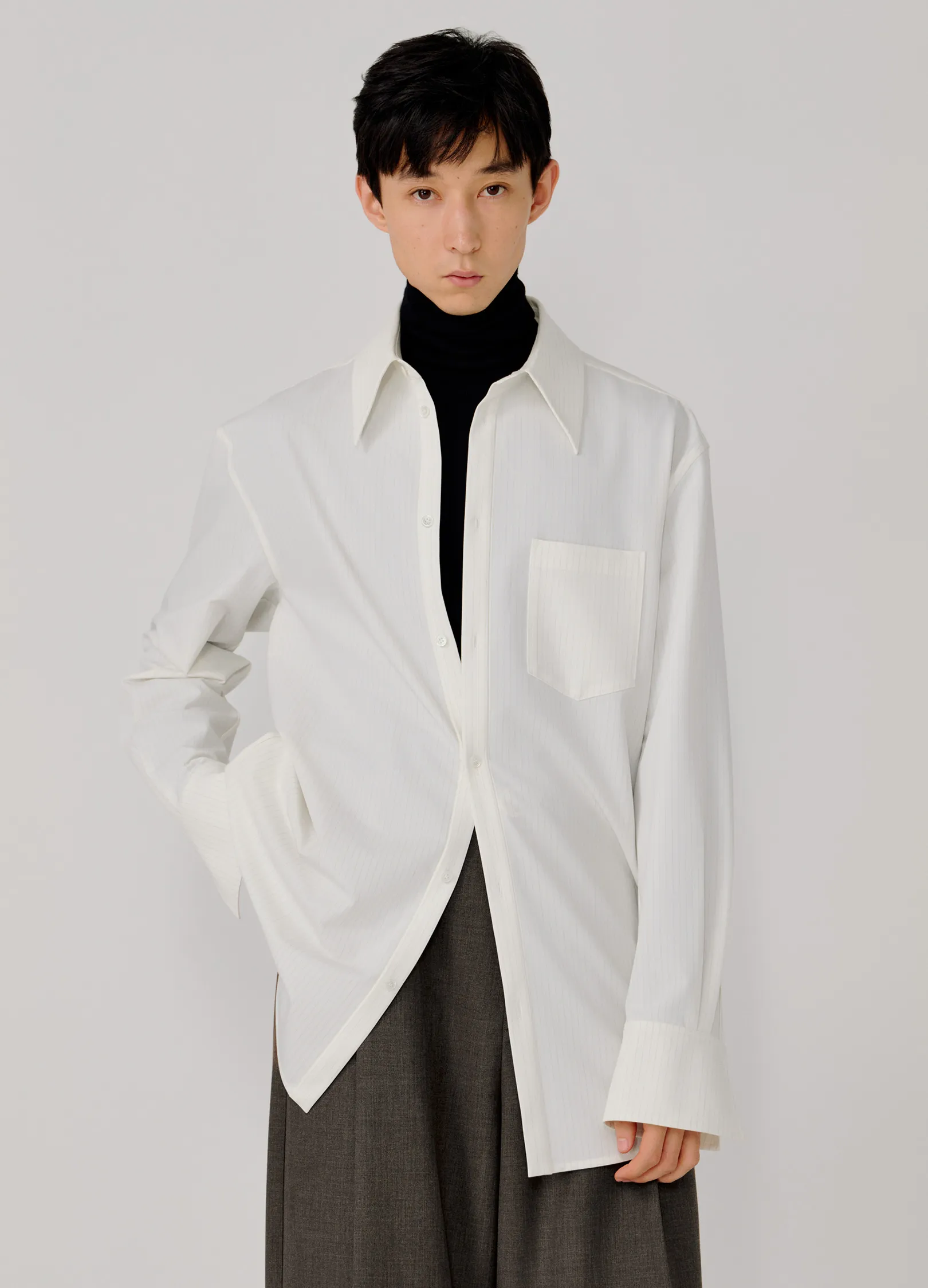 Pinstripe Extended Shirt - Image 2