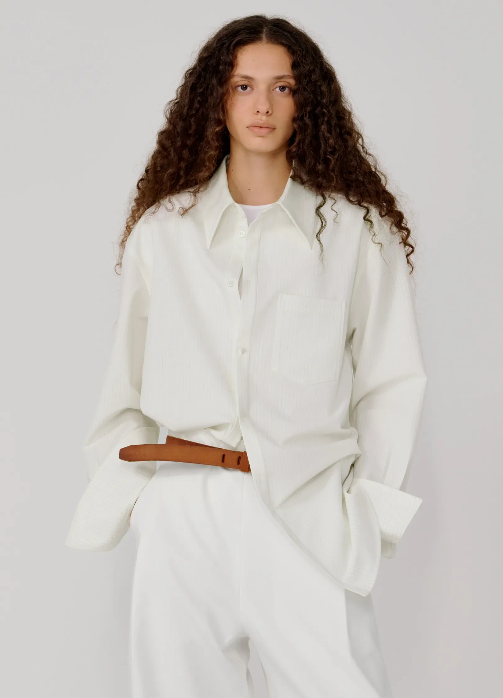 Pinstripe Extended Shirt - Image 3