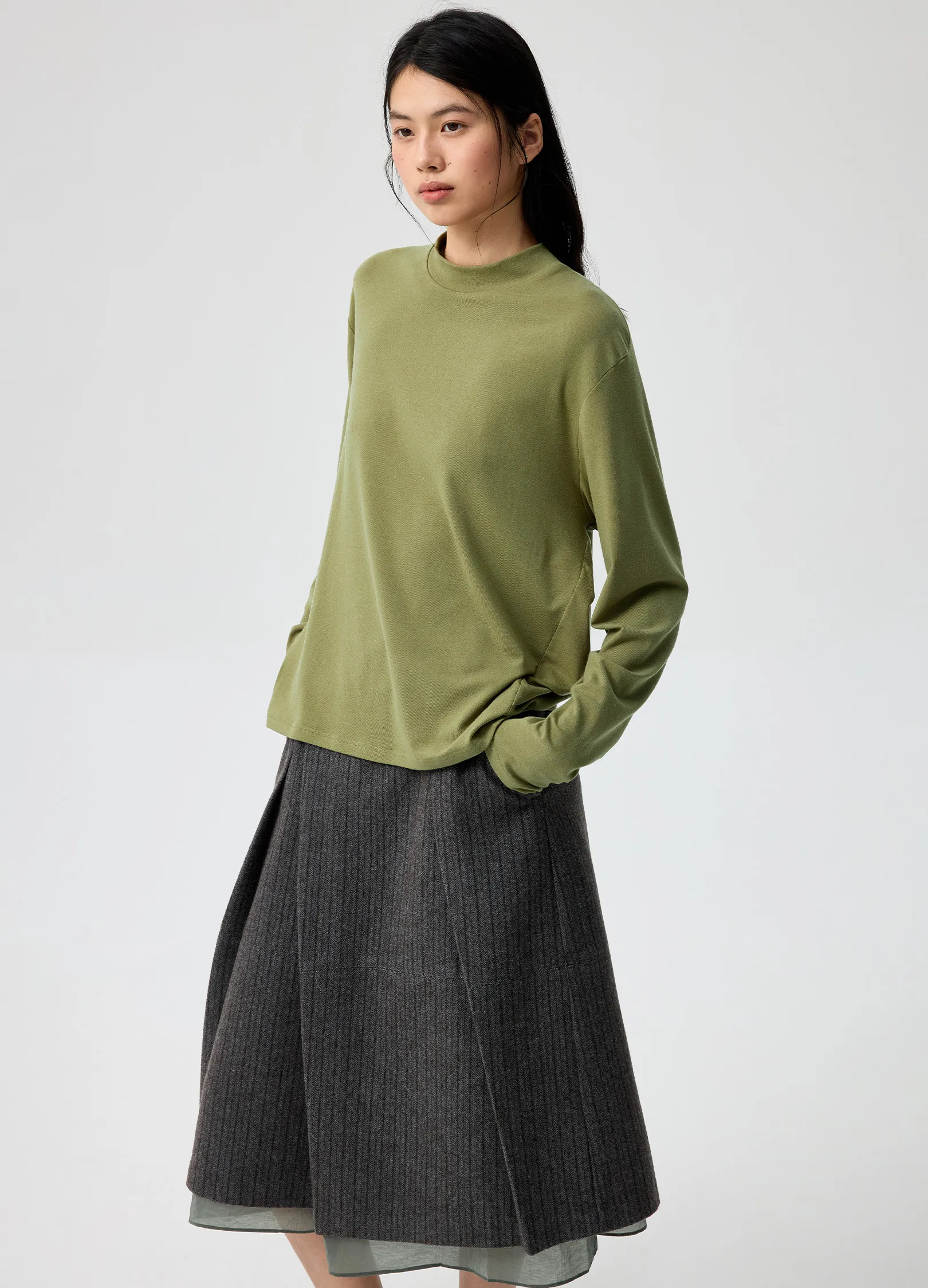 Pinstripe Wool Skirt - Image 6