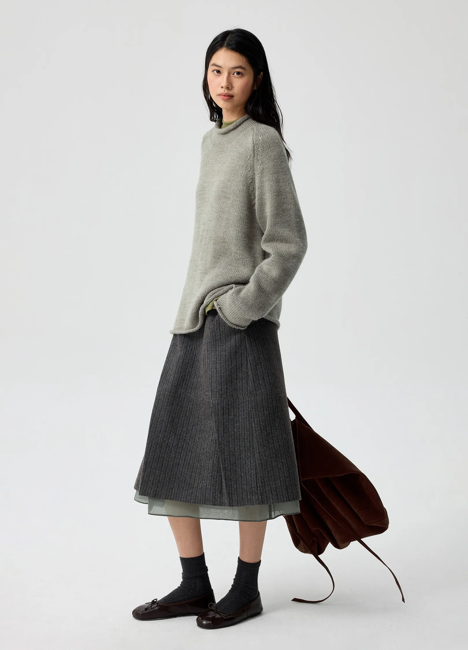 Pinstripe Wool Skirt - Image 8