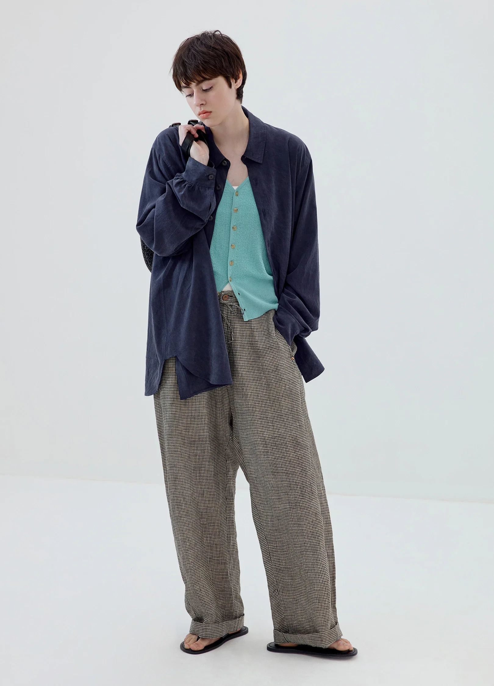 Plaid Linen Trousers - Image 5