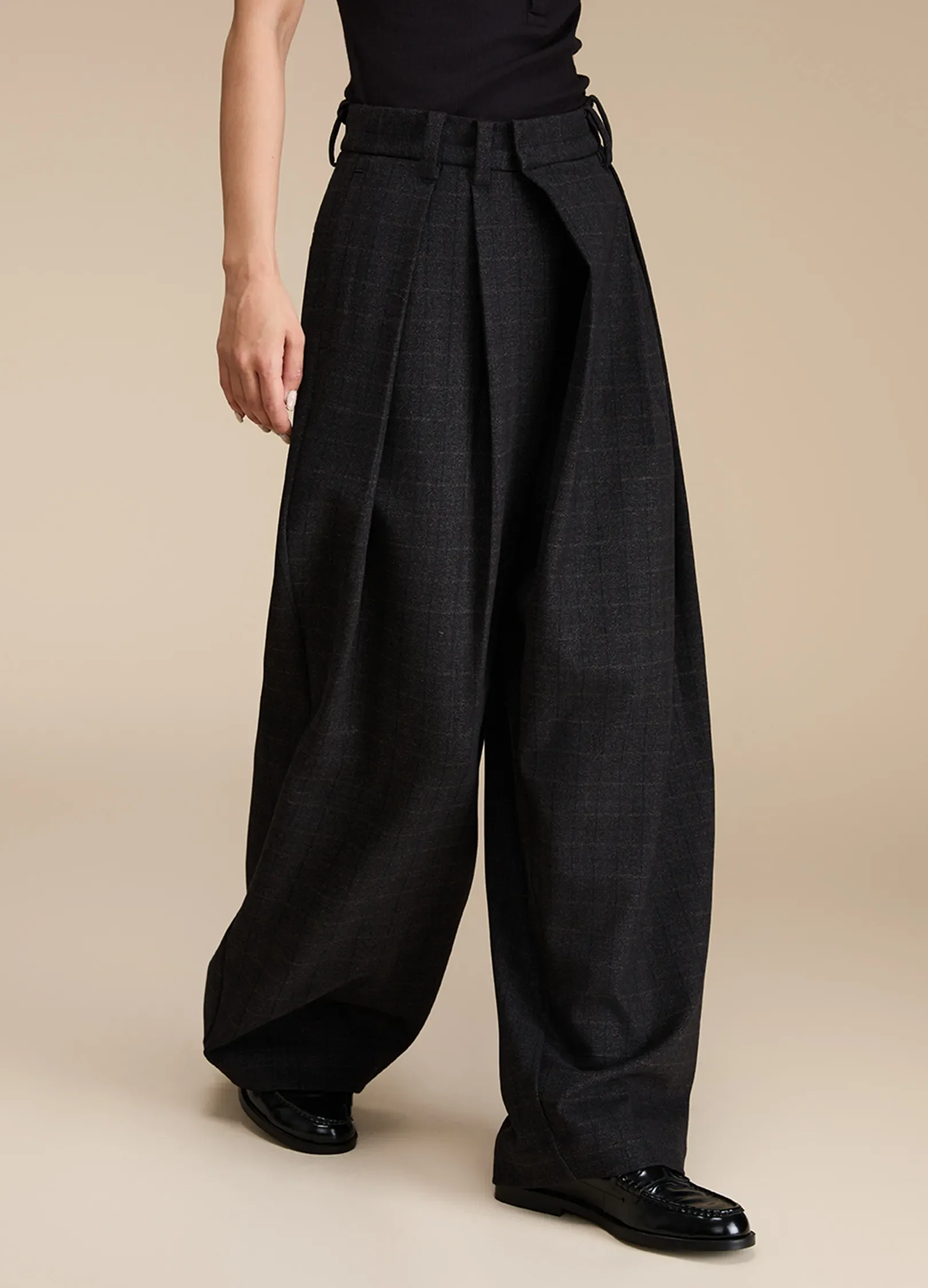Plaid Wide Suit Trousers - Image 2