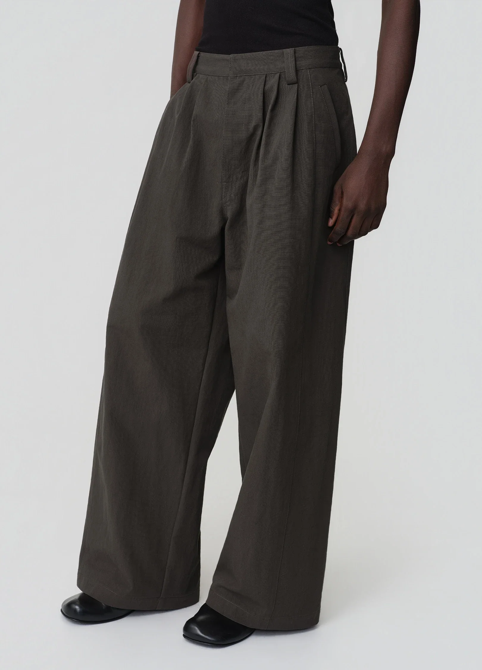 Pleated Cotton Trousers - Image 3