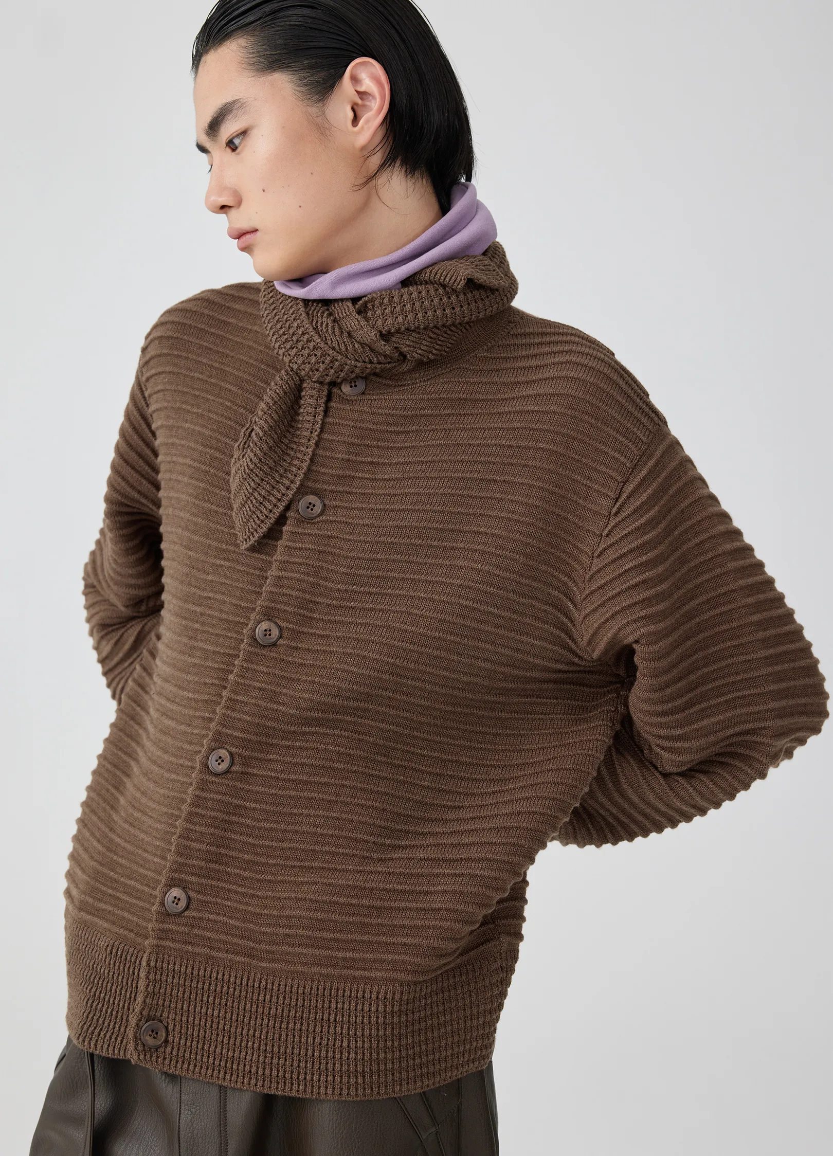 Pleated Knit Cardigan - Image 2