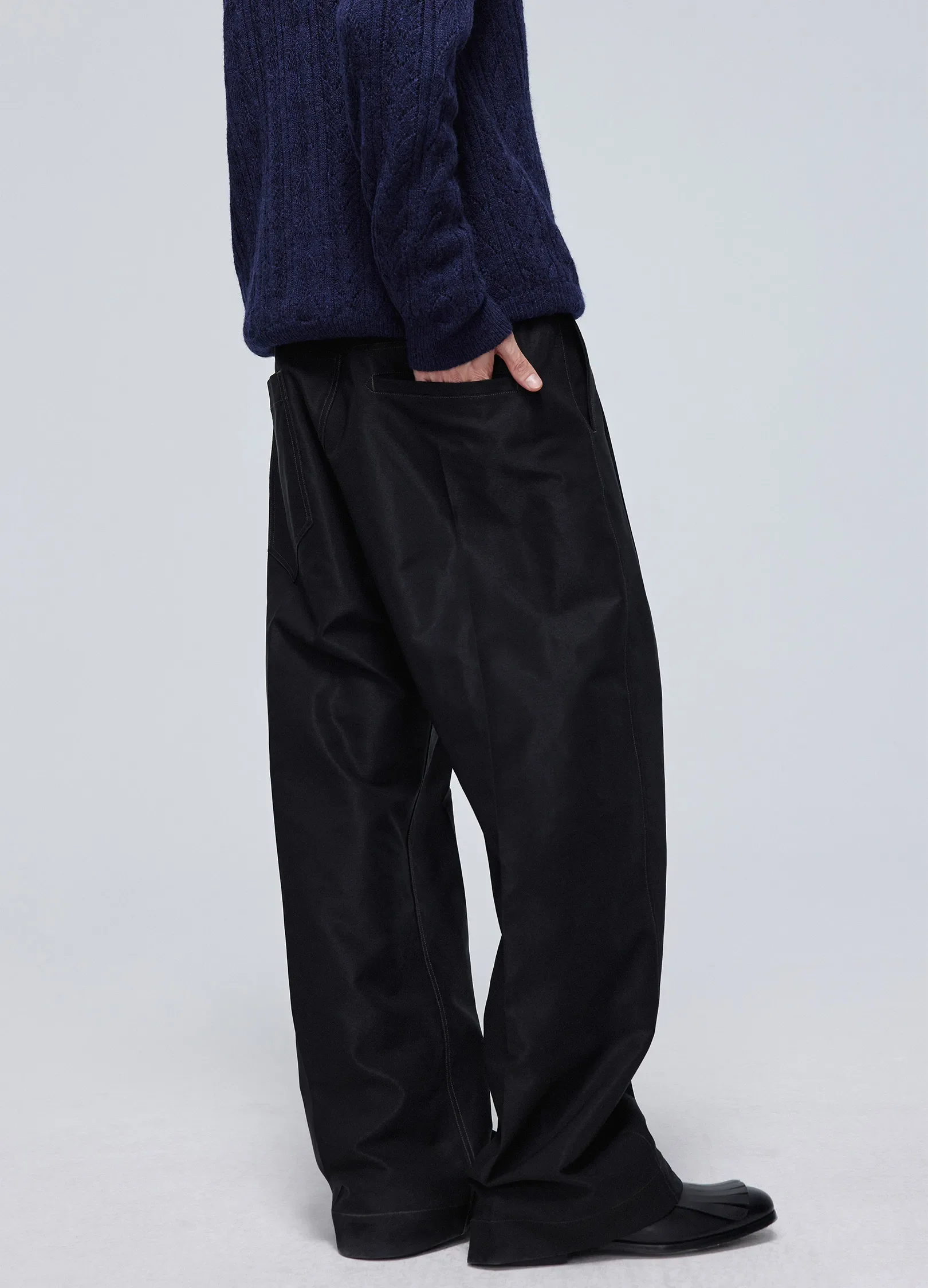 Pleated Light Cotton Trousers - Image 10