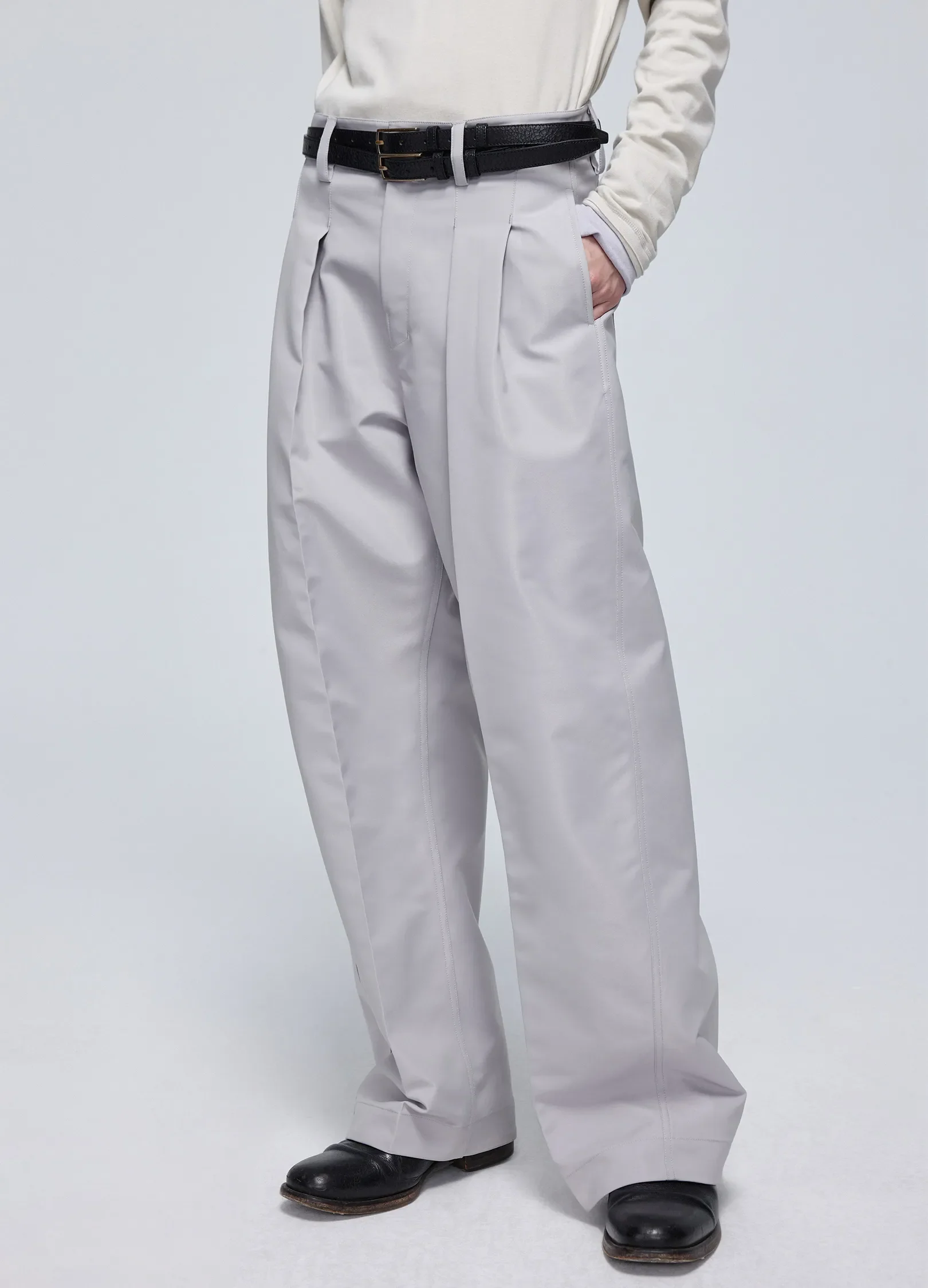Pleated Light Cotton Trousers - Image 3