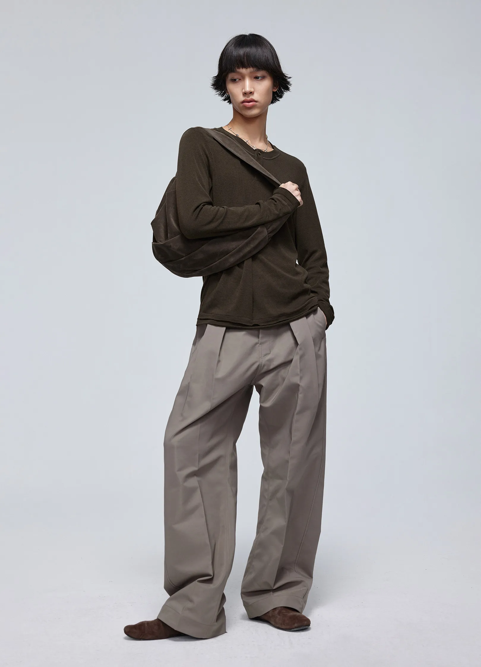 Pleated Light Cotton Trousers - Image 4