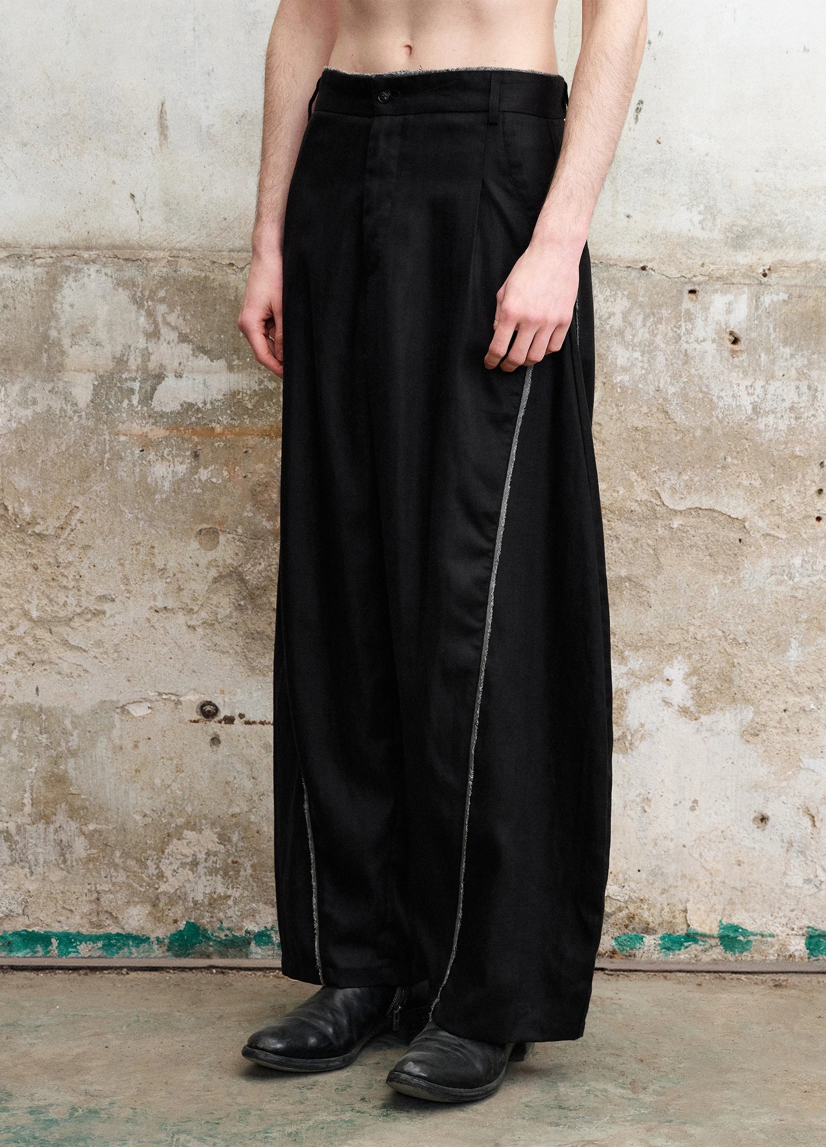 Raw Edge Curved Trousers - Image 2