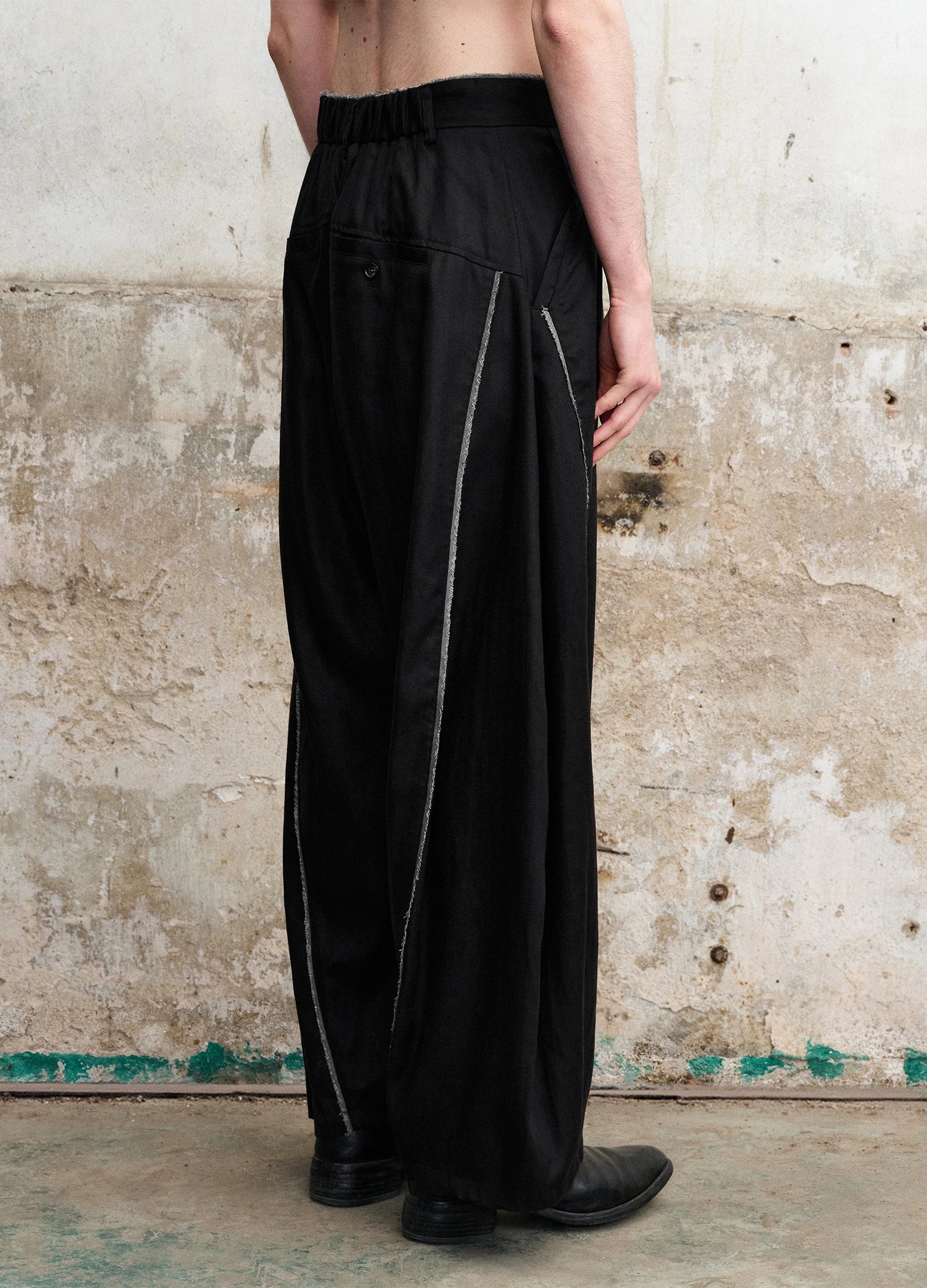 Raw Edge Curved Trousers - Image 4