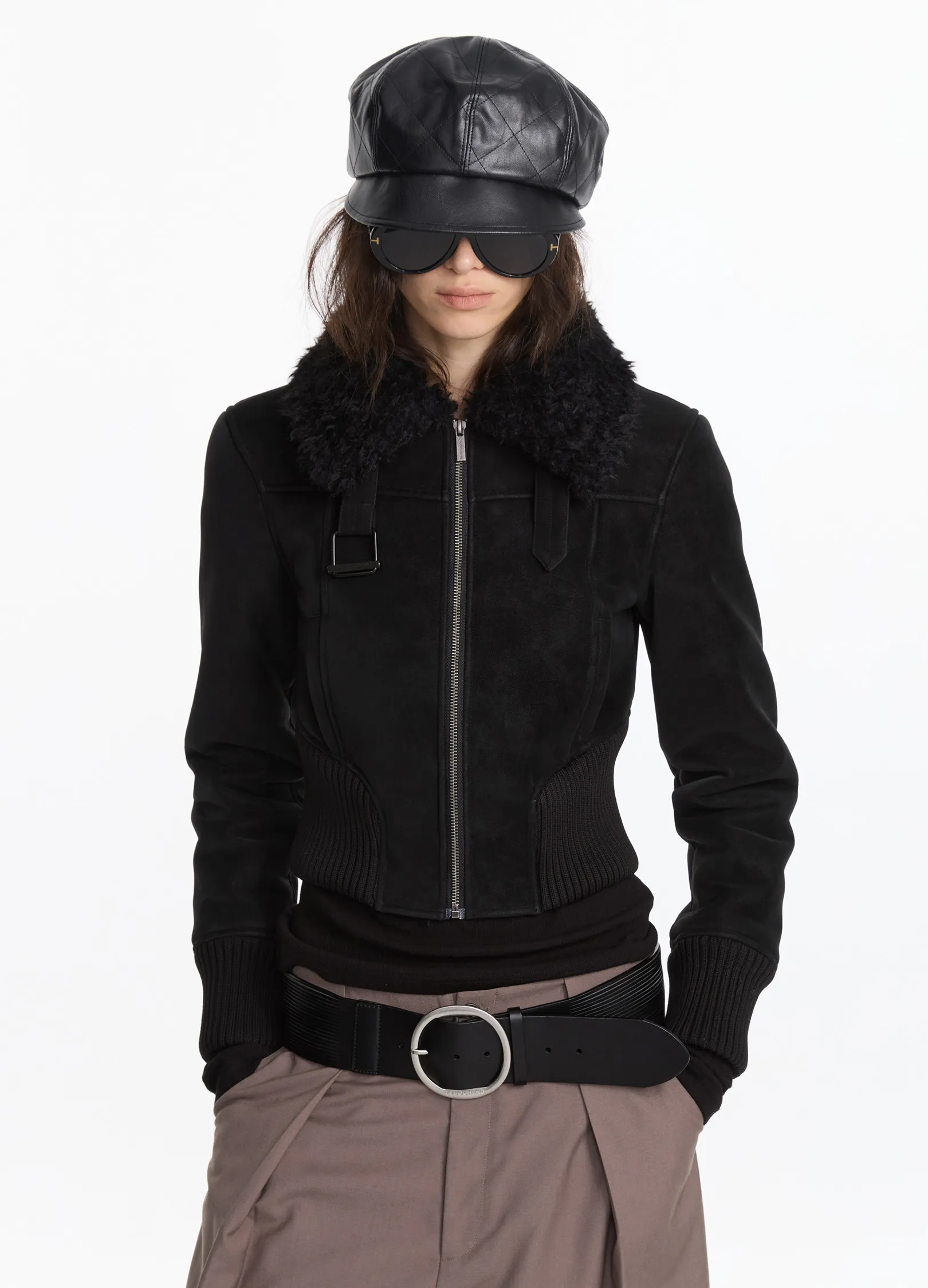 Shearling Cropped Jacket - Image 2