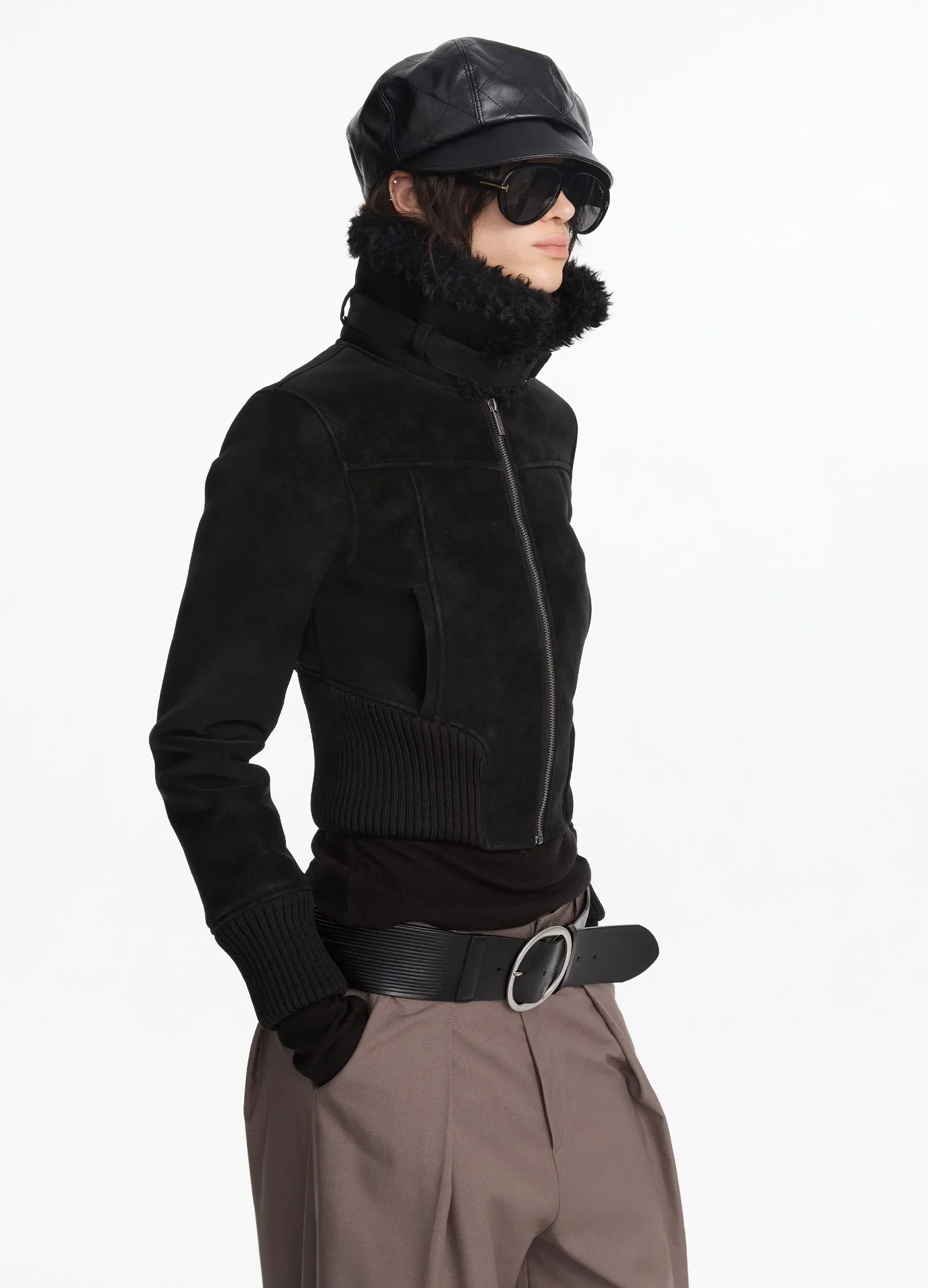 Shearling Cropped Jacket - Image 4